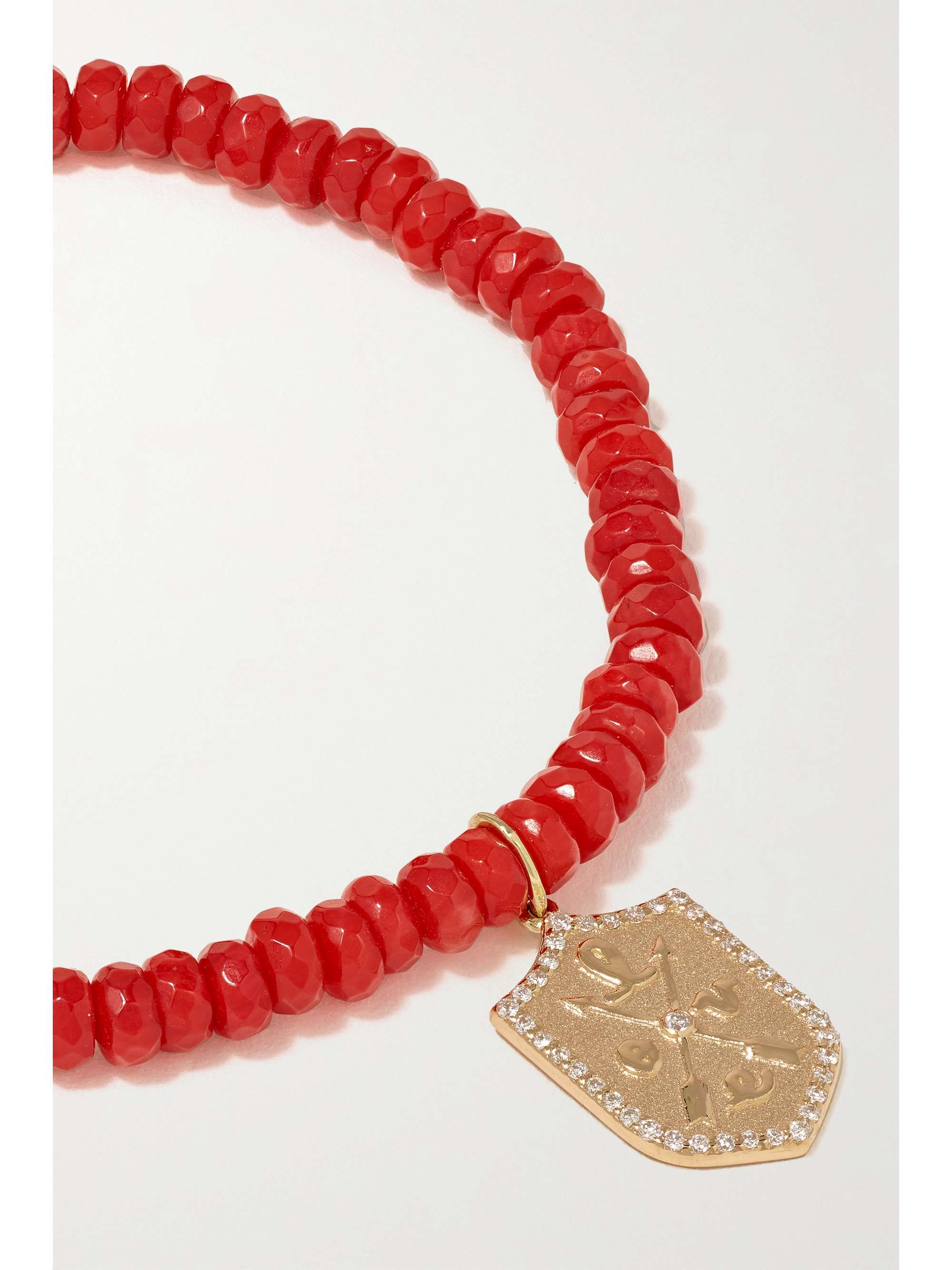 SYDNEY EVAN Small Om 14-karat gold, labradorite and diamond bracelet