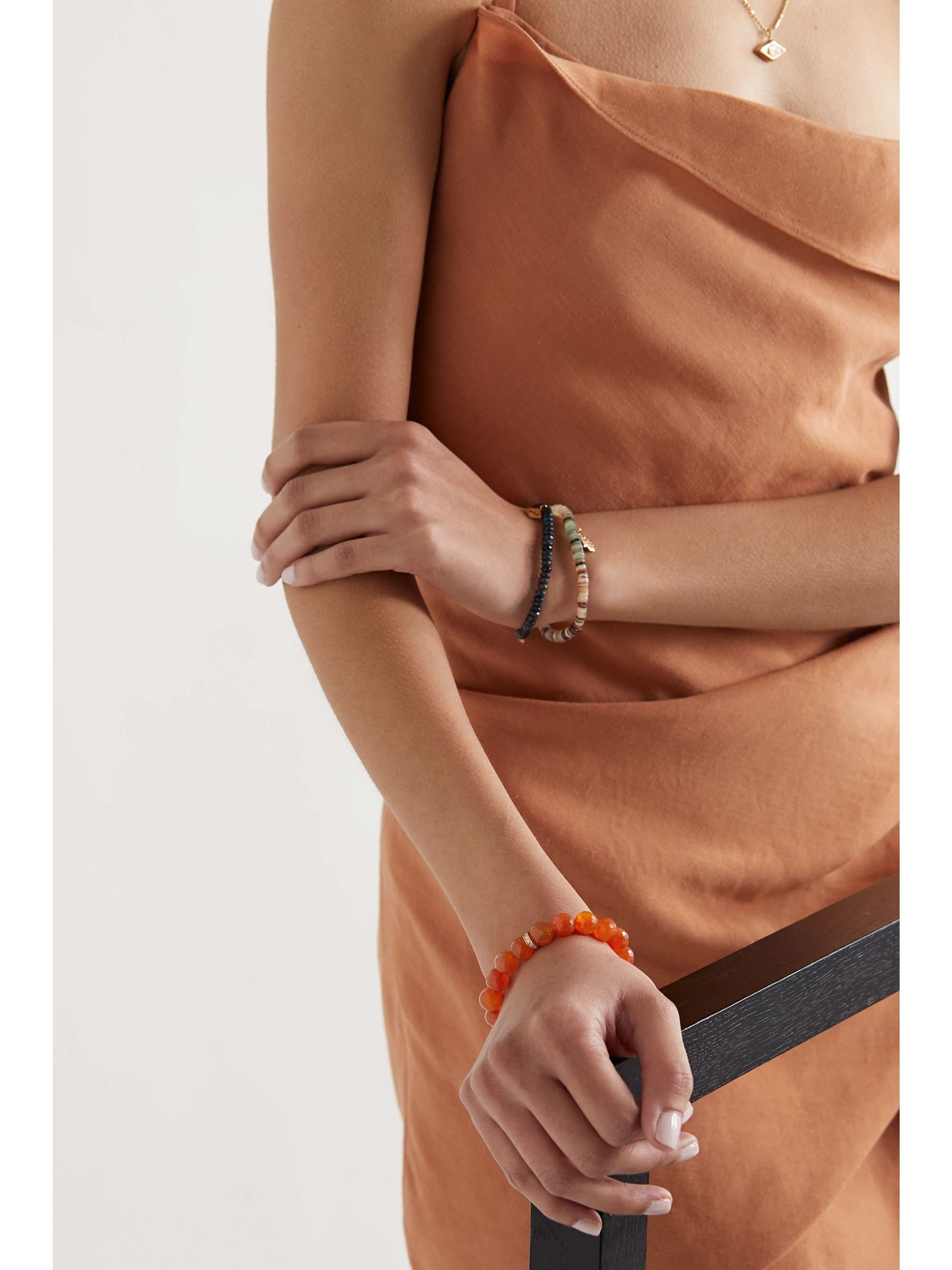 SYDNEY EVAN 14-karat gold, carnelian and diamond bracelet