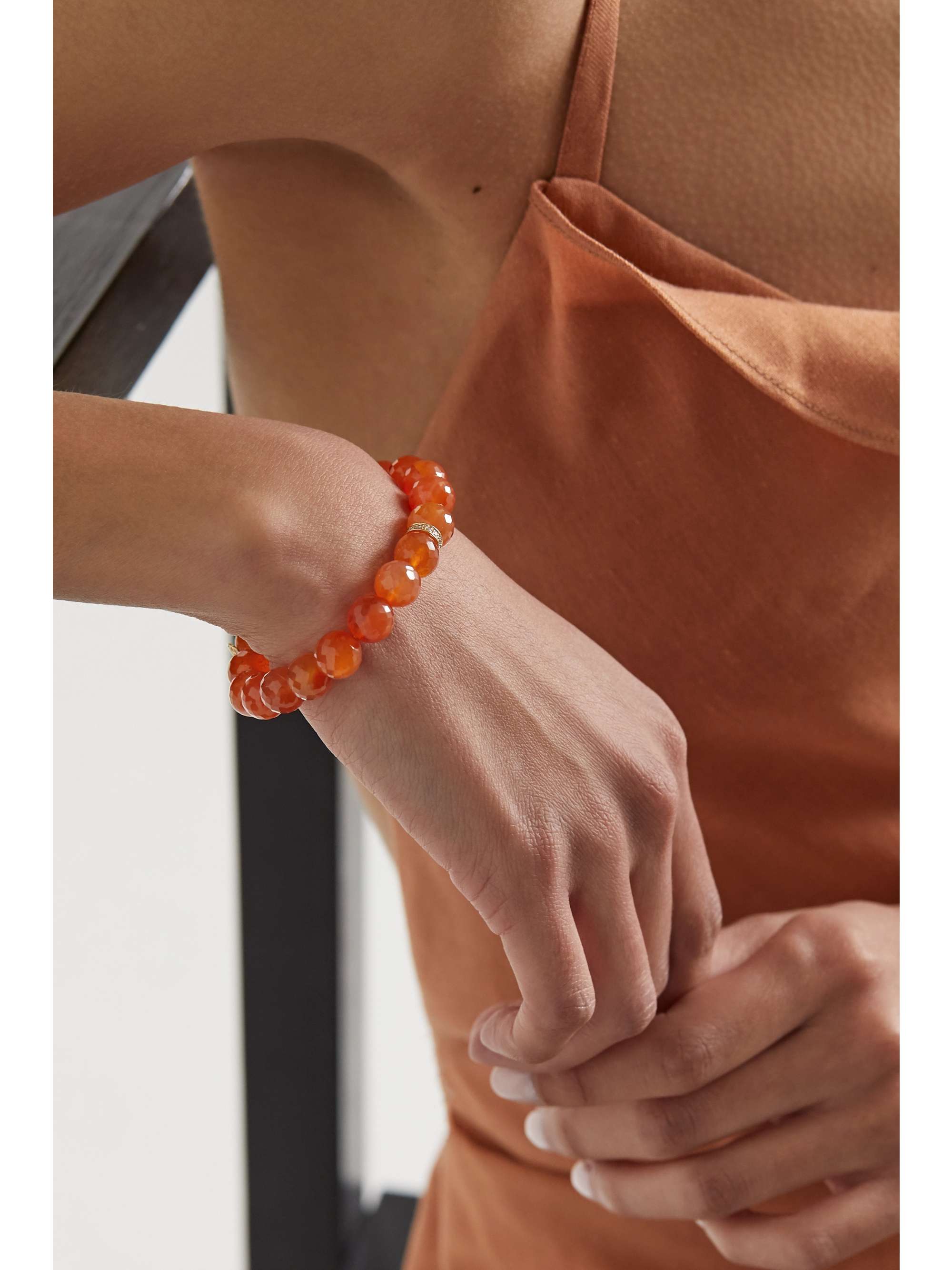 SYDNEY EVAN 14-karat gold, carnelian and diamond bracelet