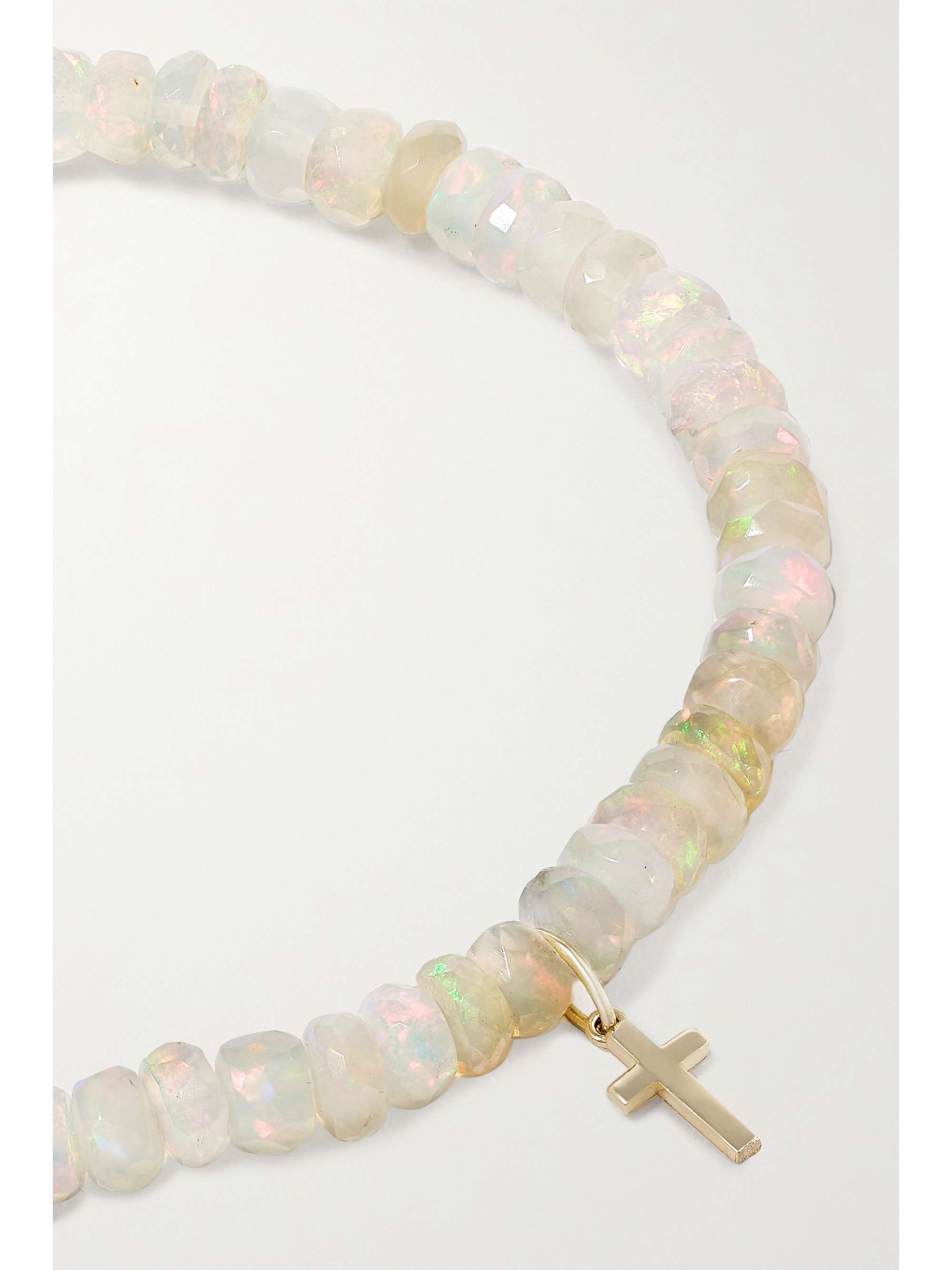 SYDNEY EVAN Tiny Monstera Leaf 14-karat gold multi-stone bracelet