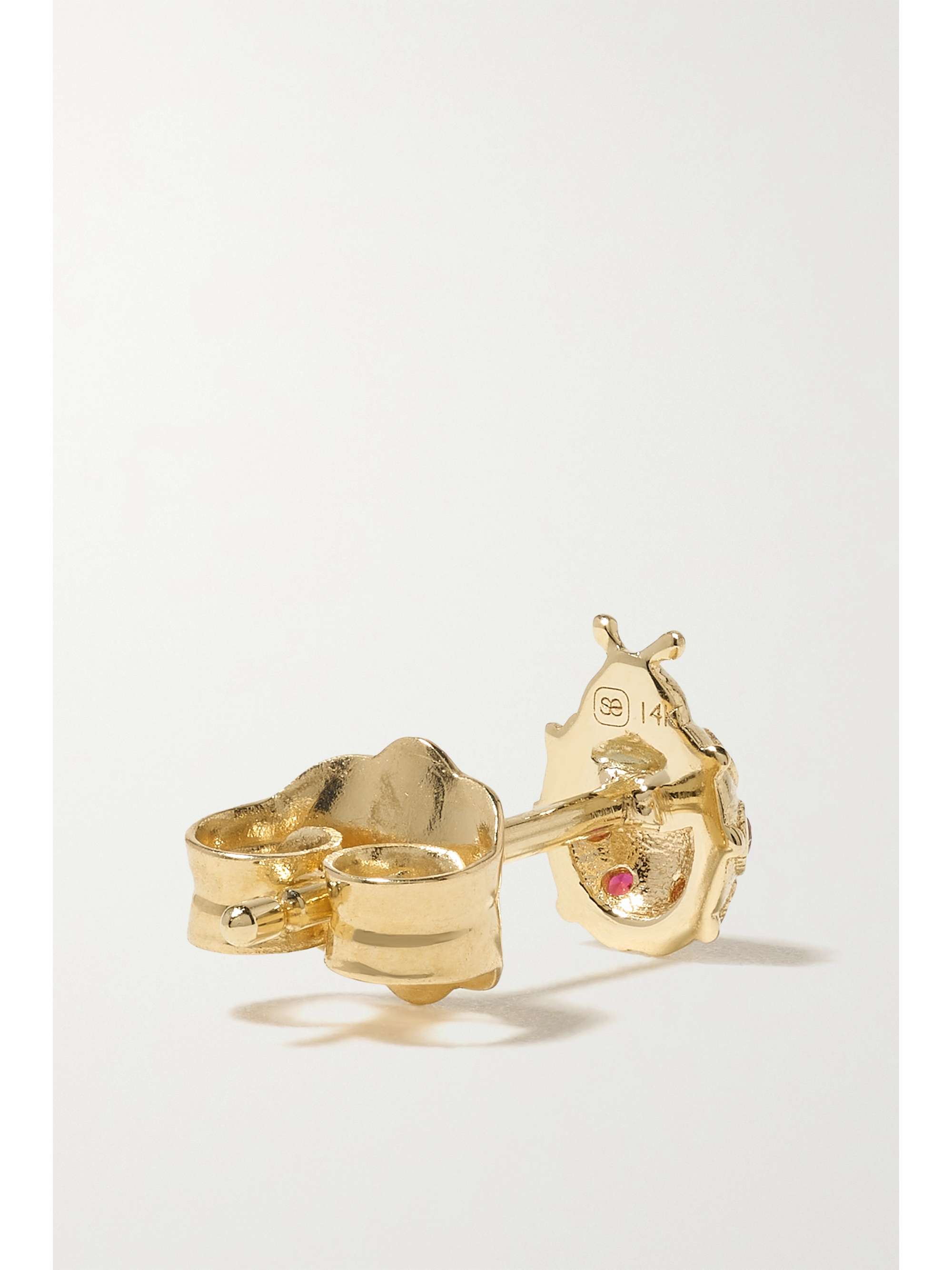 SYDNEY EVAN Boucles d'oreilles en or 14 carats (585/1000) et rubis Tiny Ladybug