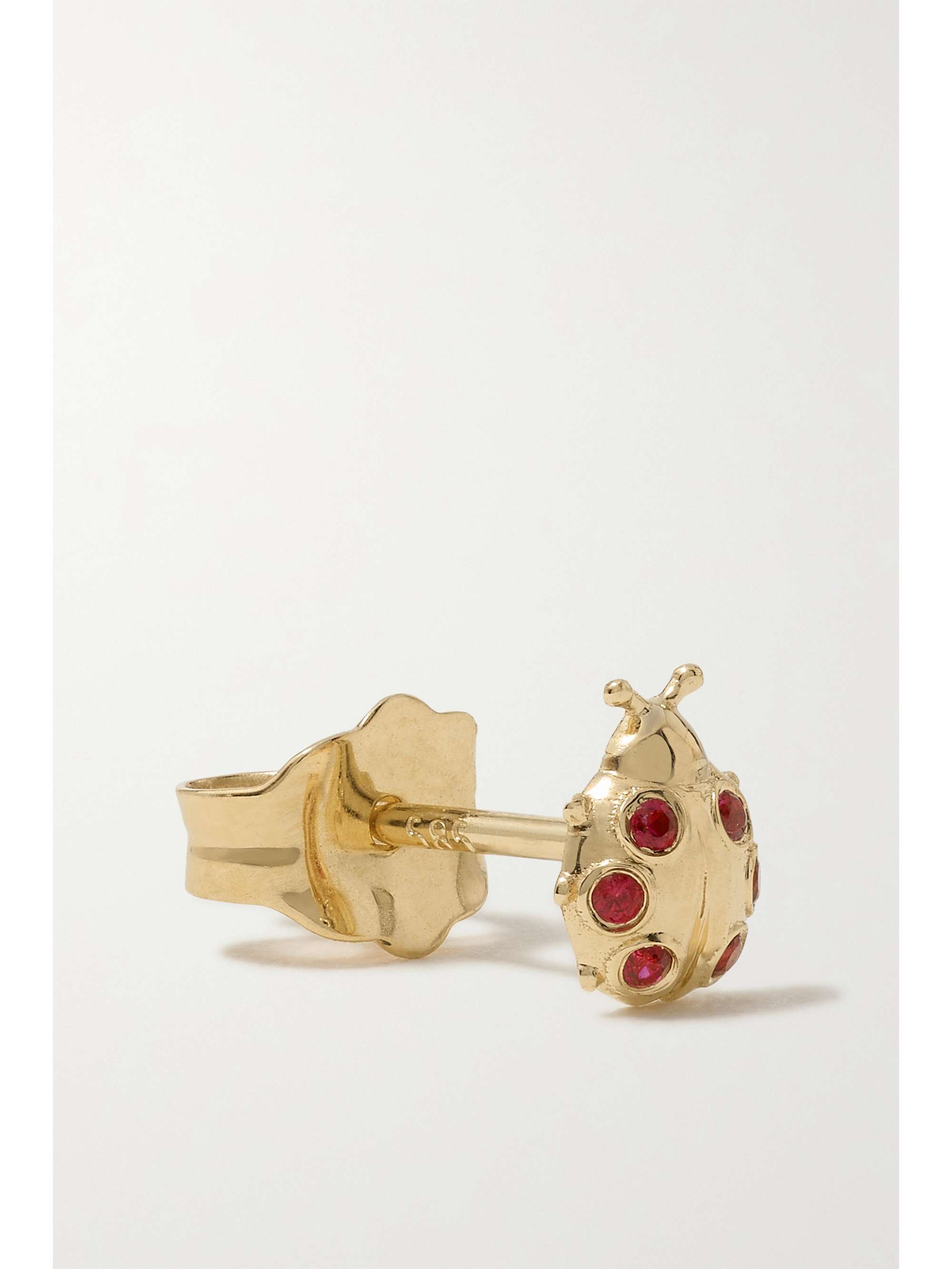 SYDNEY EVAN Boucles d'oreilles en or 14 carats (585/1000) et rubis Tiny Ladybug