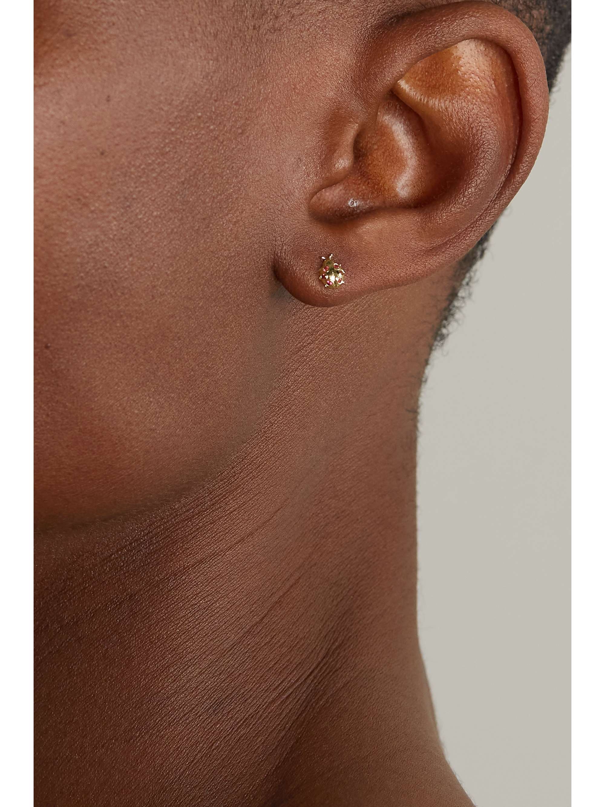 SYDNEY EVAN Boucles d'oreilles en or 14 carats (585/1000) et rubis Tiny Ladybug
