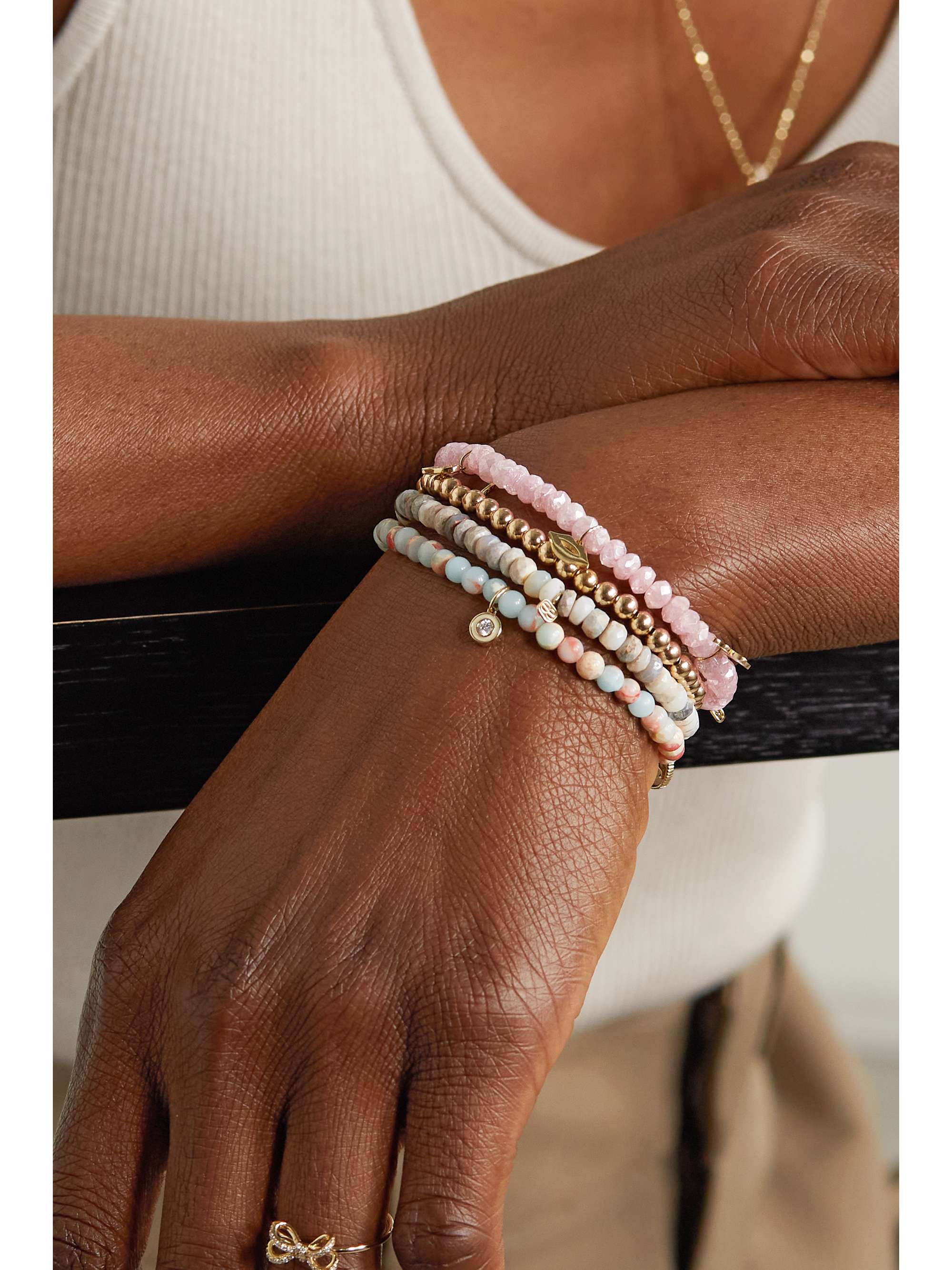 SYDNEY EVAN 14-karat gold, enamel, moonstone and sapphire bracelet