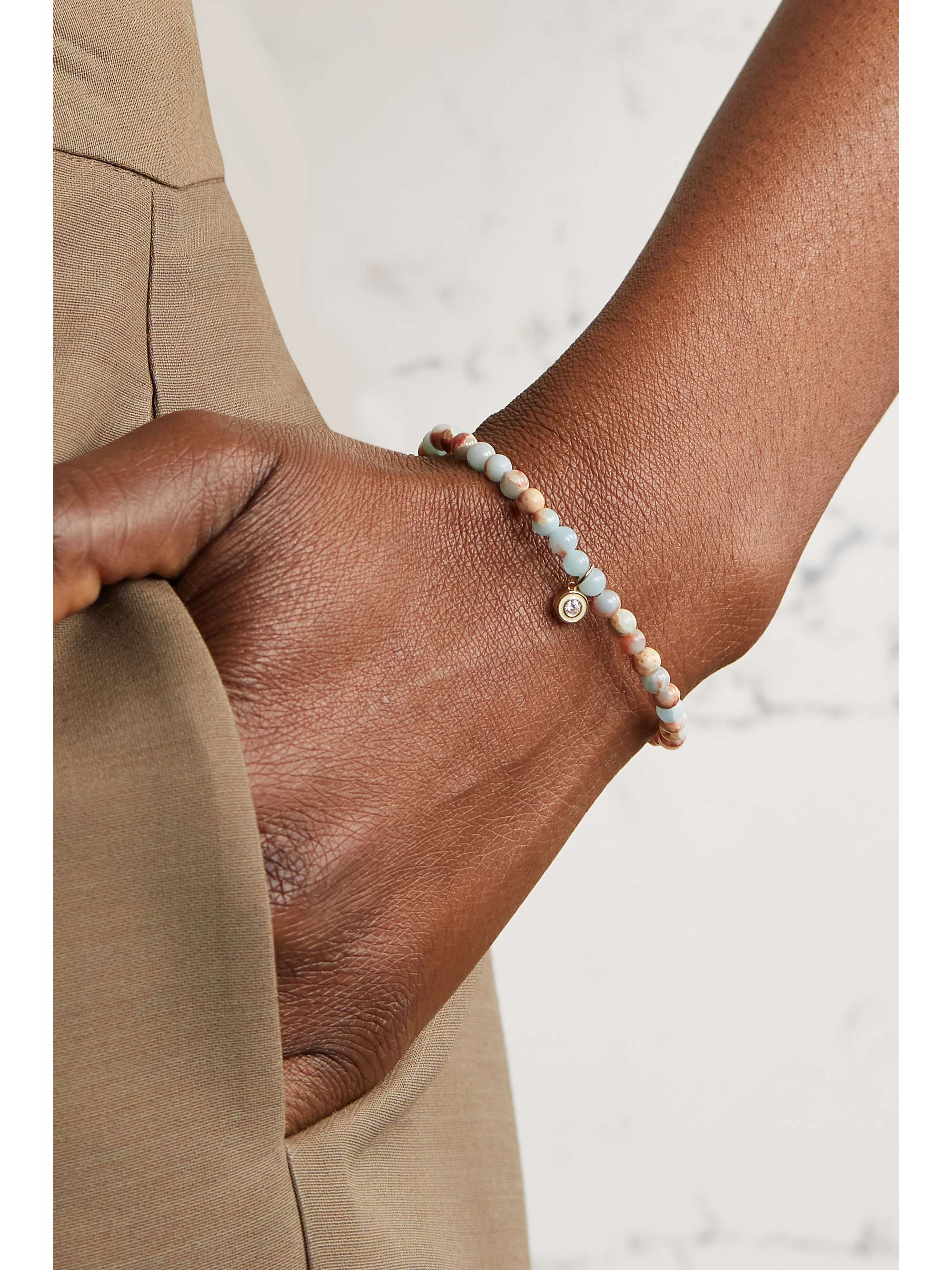 SYDNEY EVAN 14-karat gold, enamel, moonstone and sapphire bracelet