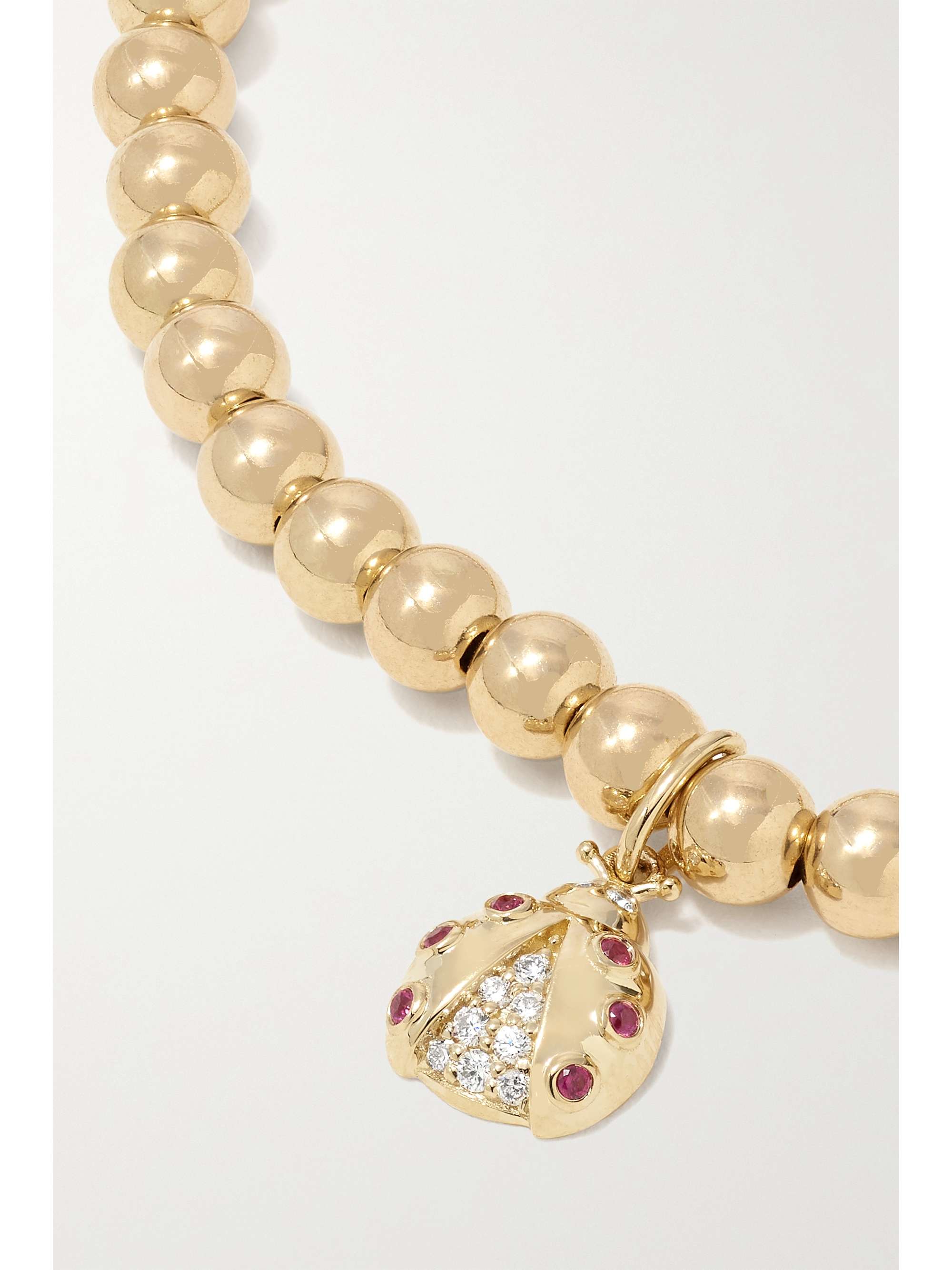 SYDNEY EVAN Small Om 14-karat gold, labradorite and diamond bracelet