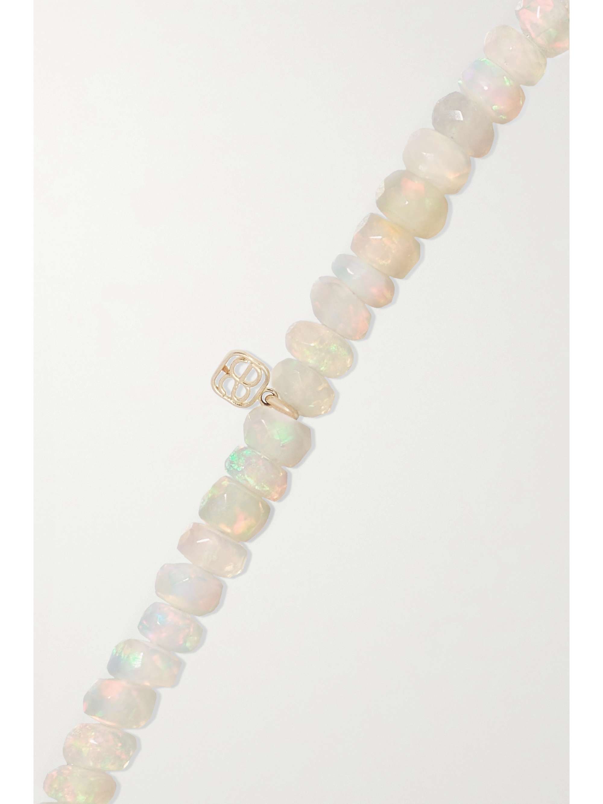 SYDNEY EVAN Tiny Monstera Leaf 14-karat gold multi-stone bracelet