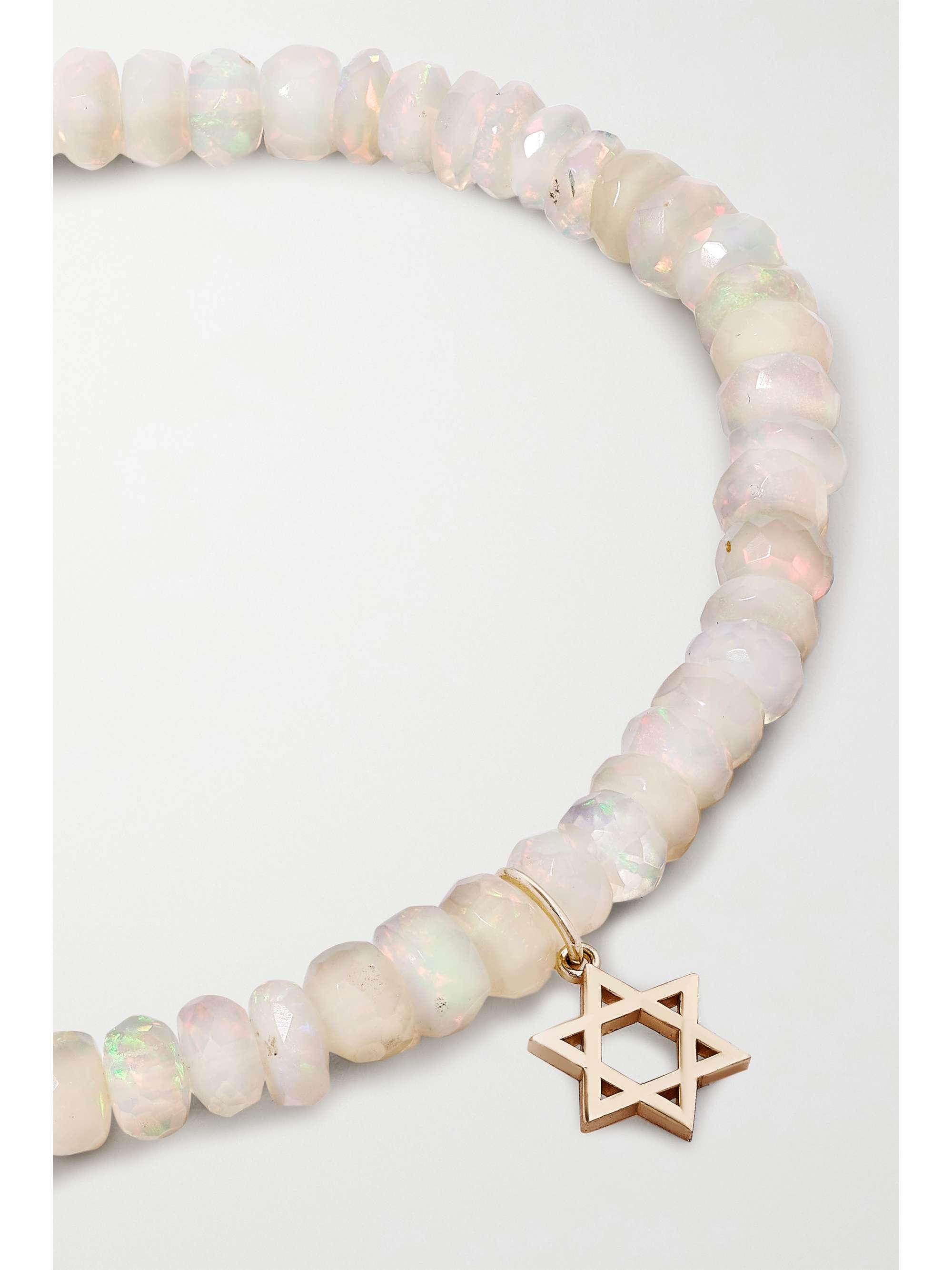 SYDNEY EVAN Tiny Monstera Leaf 14-karat gold multi-stone bracelet
