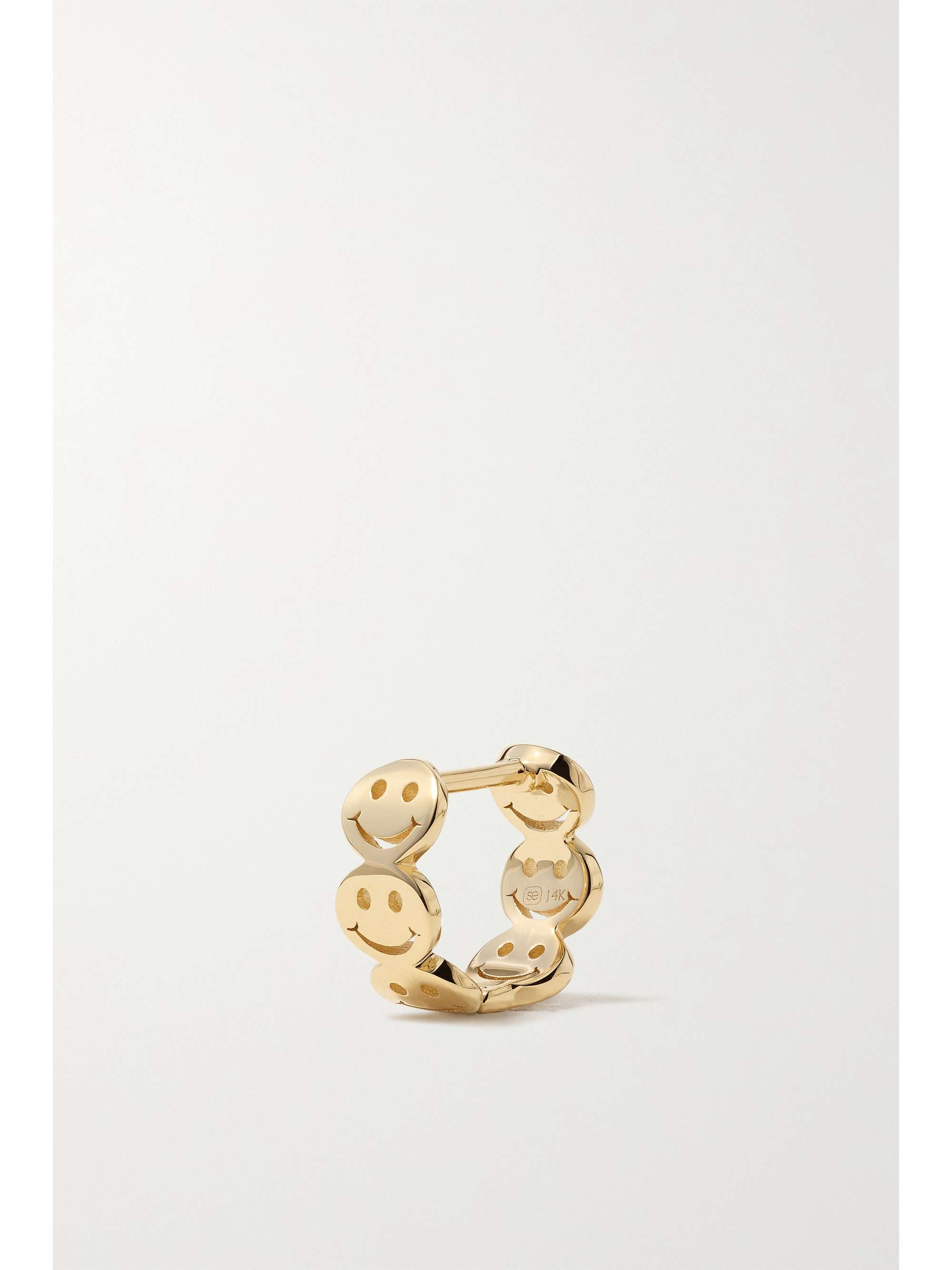 SYDNEY EVAN Happy Face Huggies 14-karat gold hoop earrings