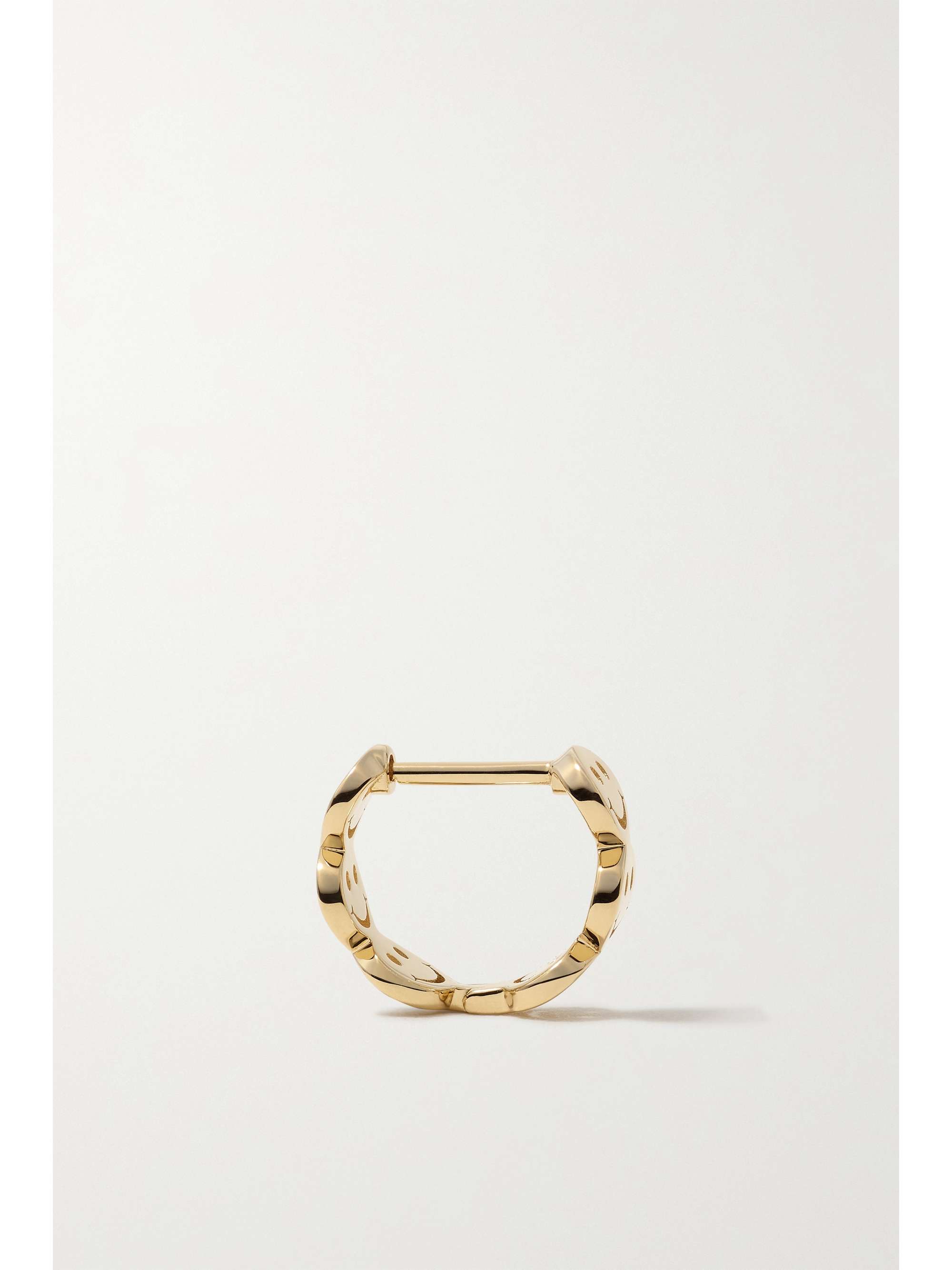 SYDNEY EVAN Happy Face Huggies 14-karat gold hoop earrings