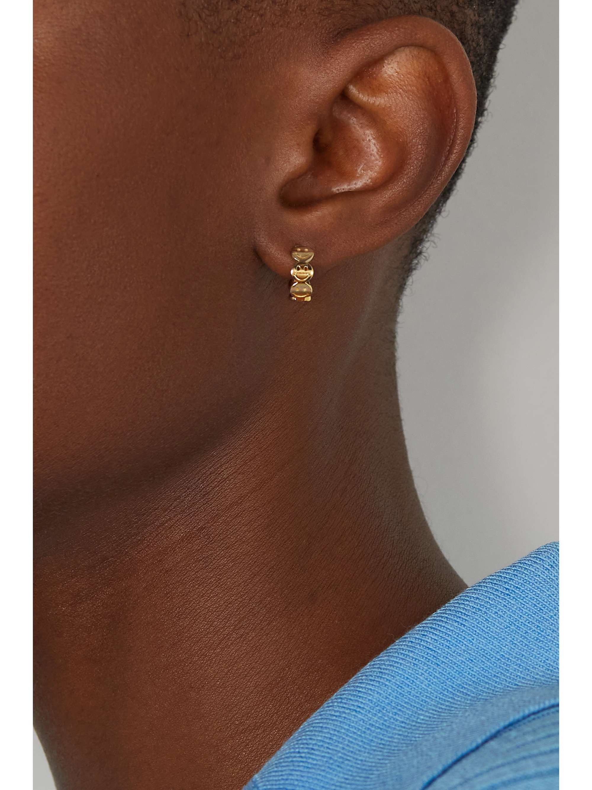 SYDNEY EVAN Happy Face Huggies 14-karat gold hoop earrings