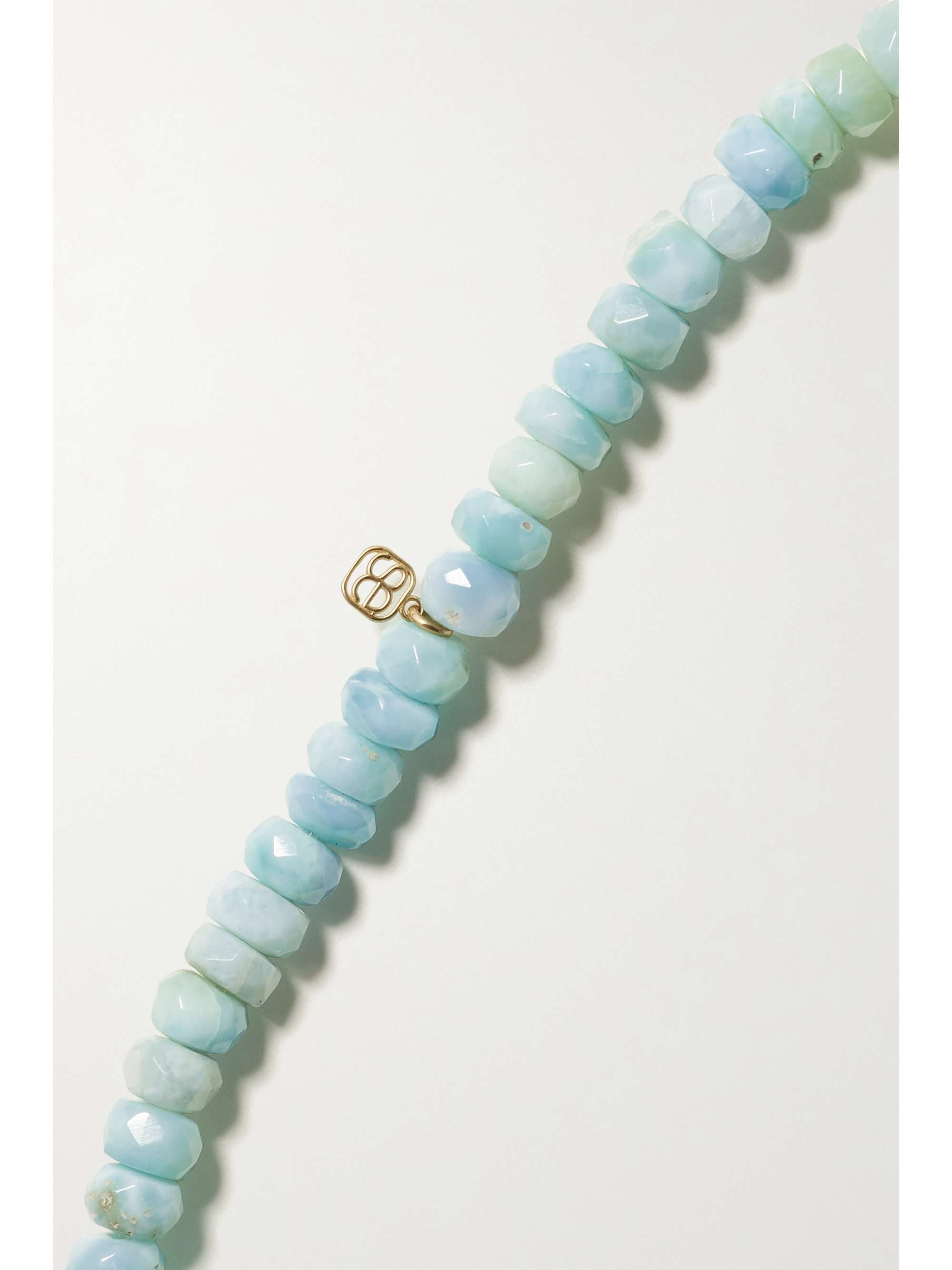 SYDNEY EVAN Mini Peace Sign 14-karat gold, diamond and bead bracelet