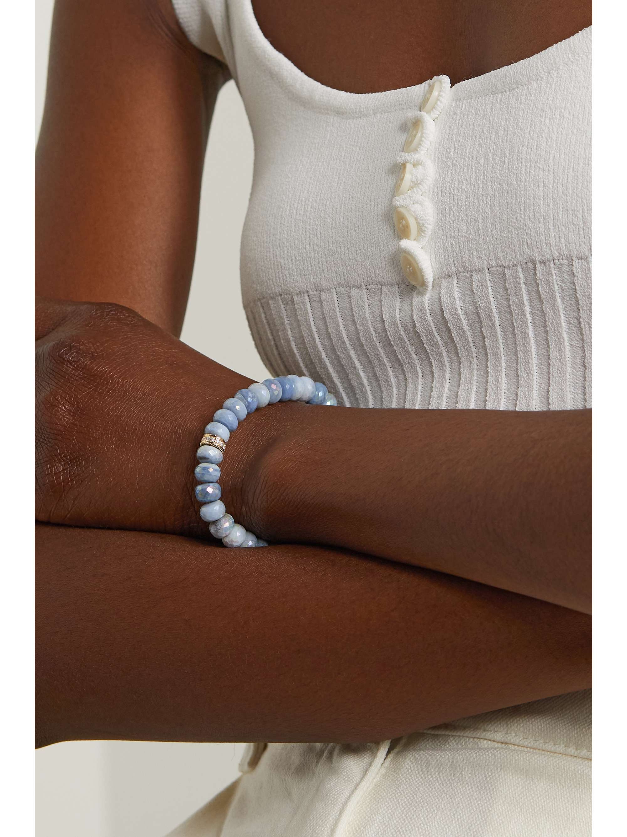 SYDNEY EVAN 14-karat gold, opal and diamond bracelet