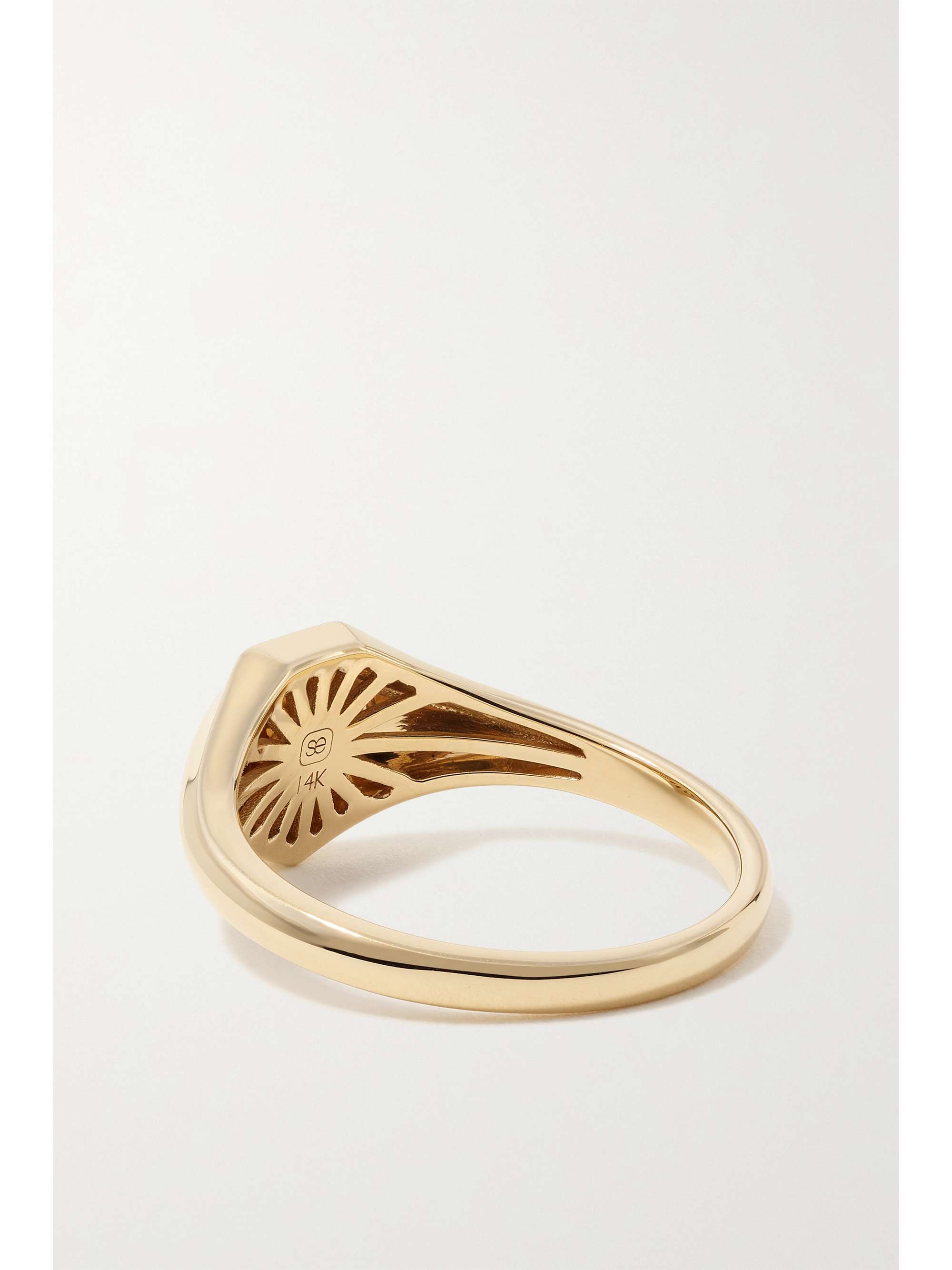 SYDNEY EVAN Starburst Crest 14-karat gold, enamel and diamond ring