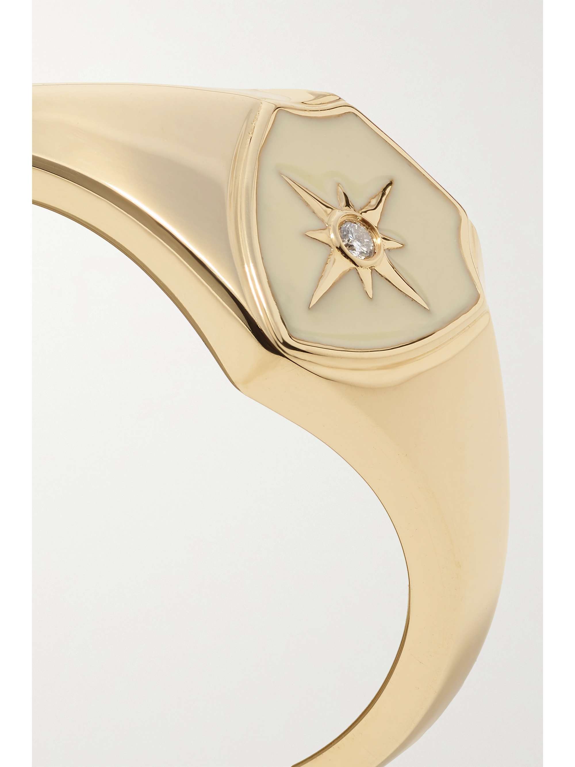 SYDNEY EVAN Starburst Crest 14-karat gold, enamel and diamond ring
