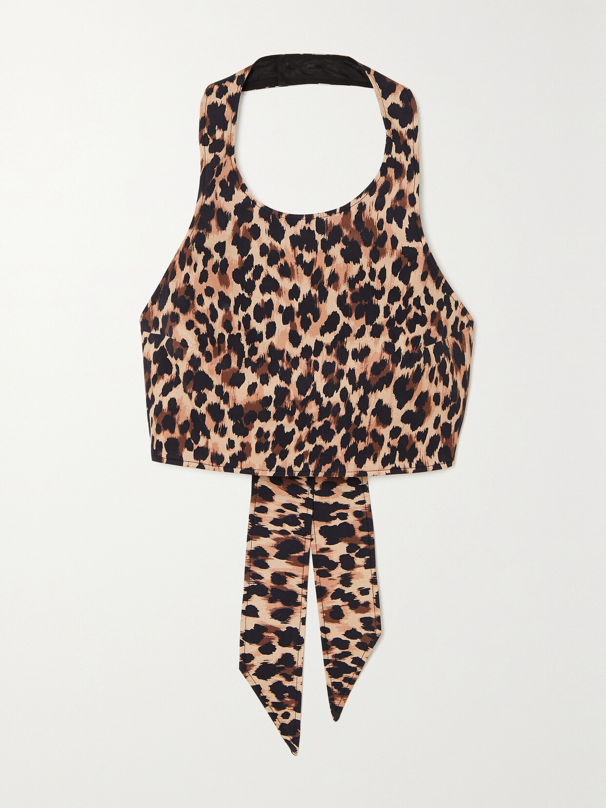 RACIL NIMAYA LEOPARD-PRINT COTTON-BLEND HALTERNECK TOP