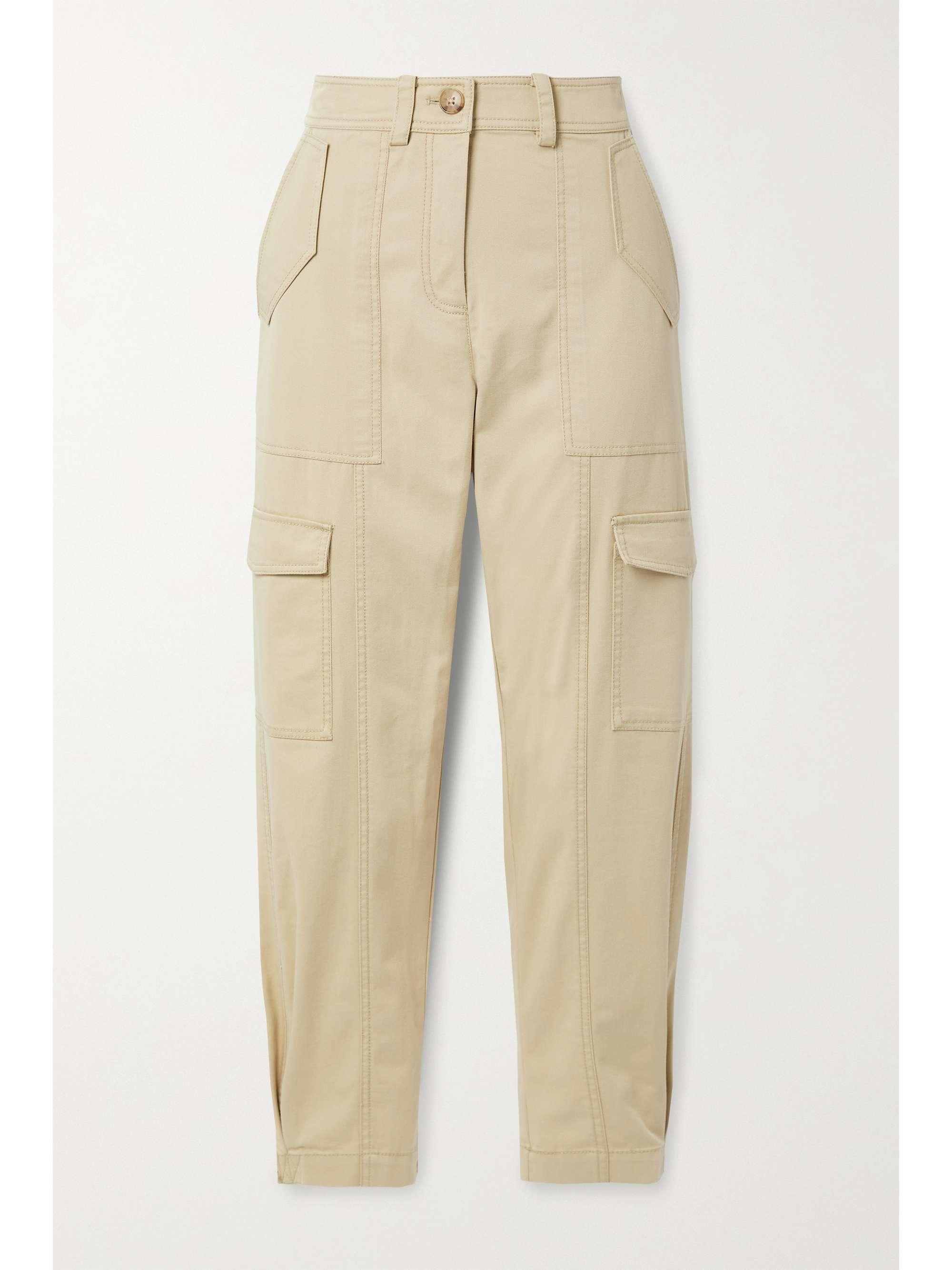 Beige Elian cropped cotton-blend twill 
