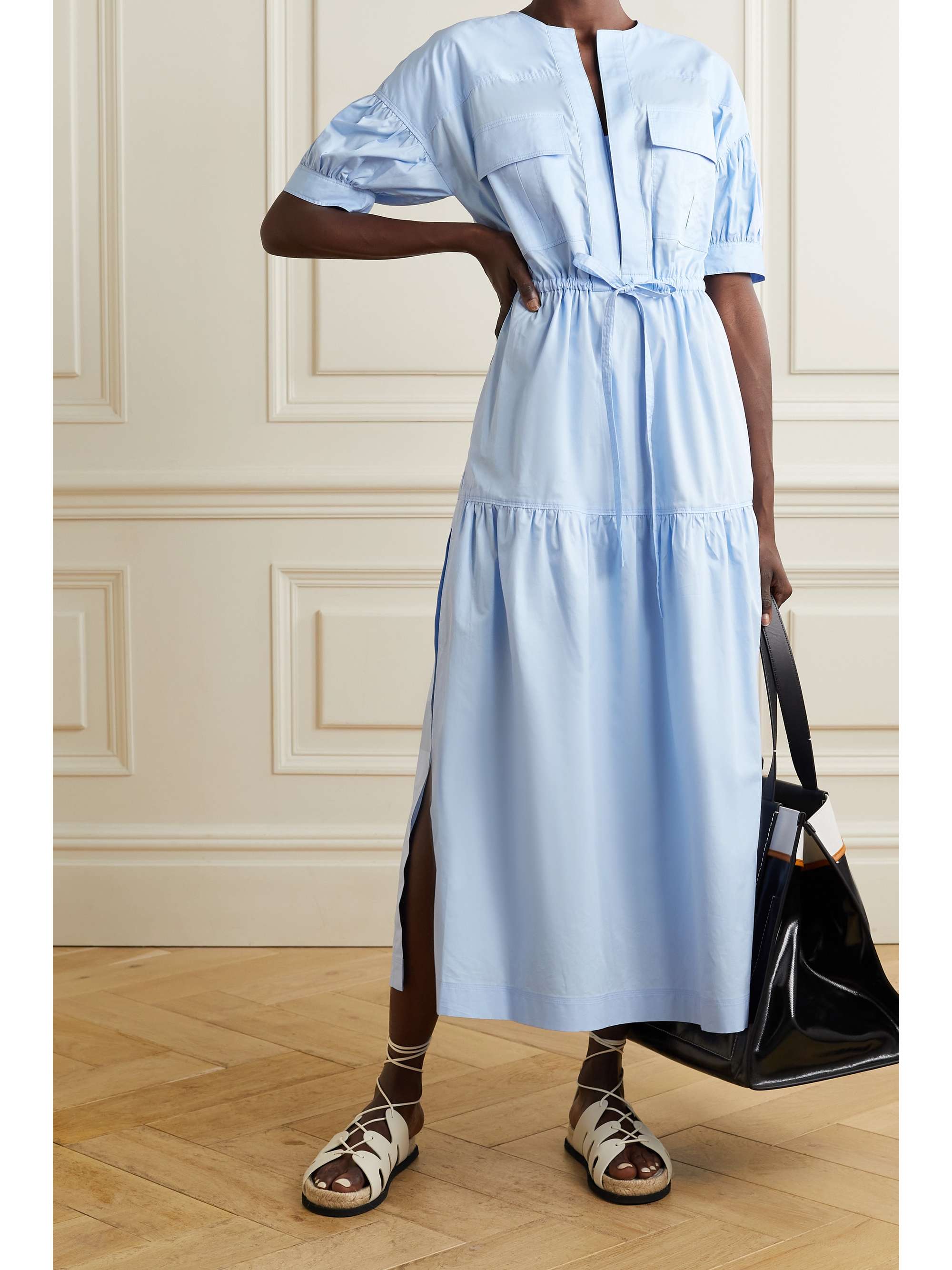 DEREK LAM 10 CROSBY Andie belted cotton-poplin maxi dress
