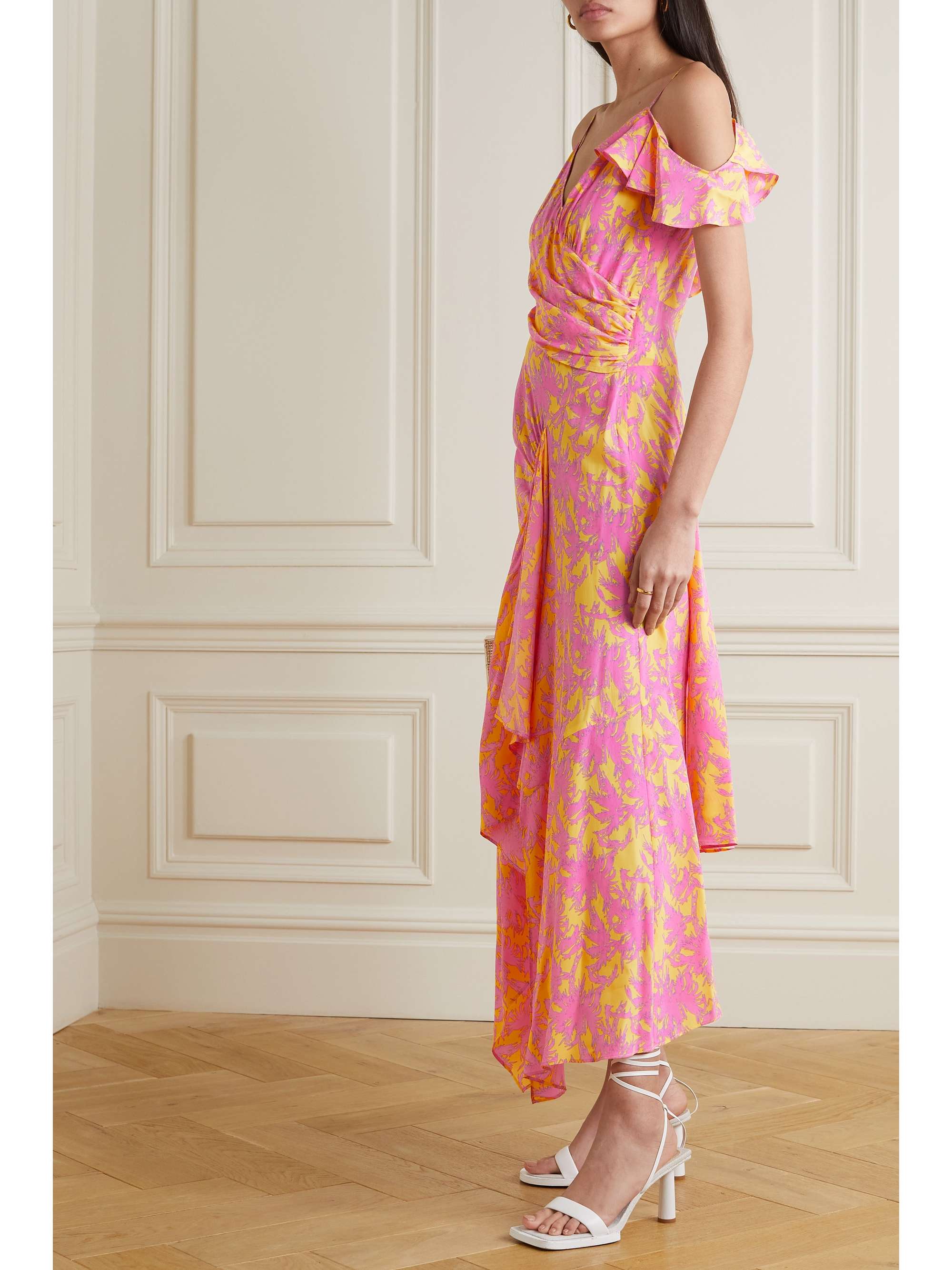 Pink Irene asymmetric printed crepe de 