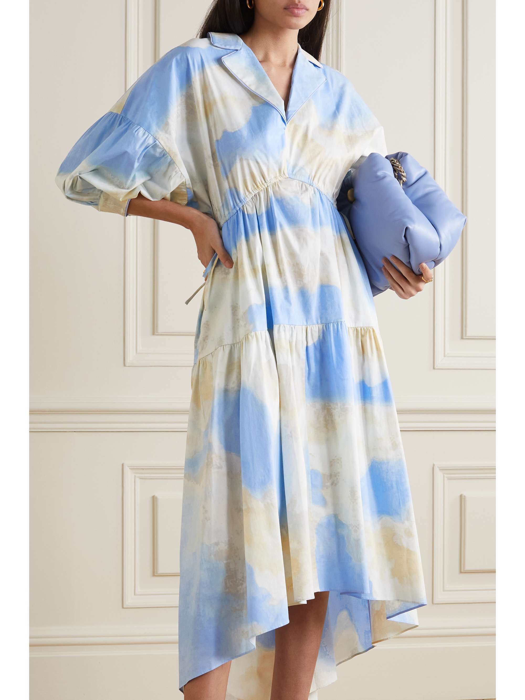 Blue Heather tiered printed stretch 