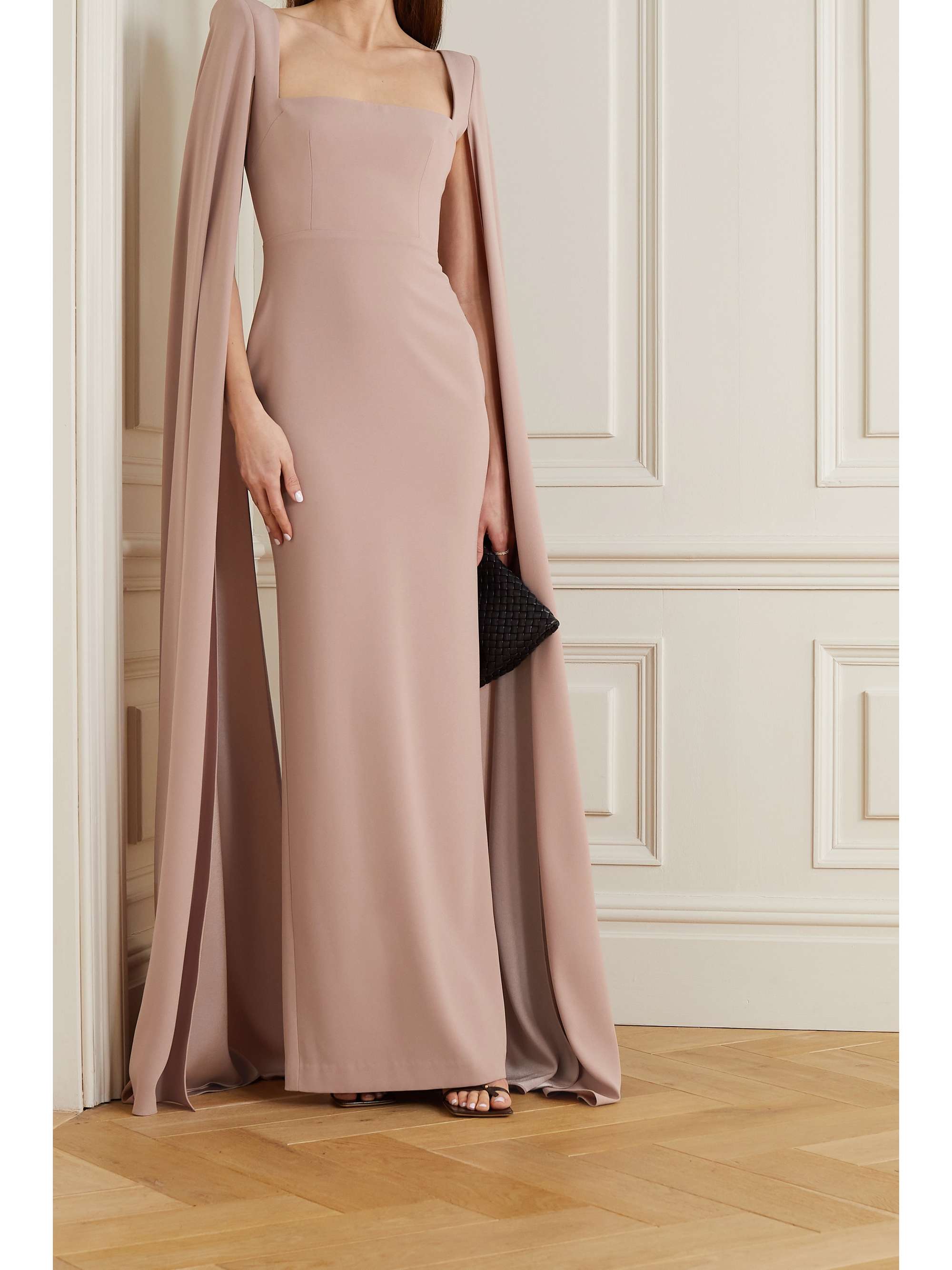 satin cape dress