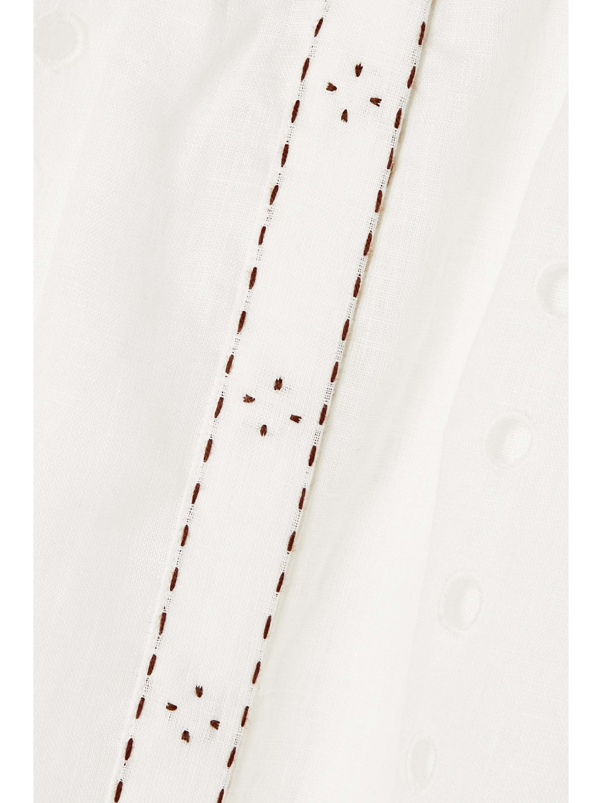 VITA KIN Charlie topstitched broderie anglaise linen midi skirt