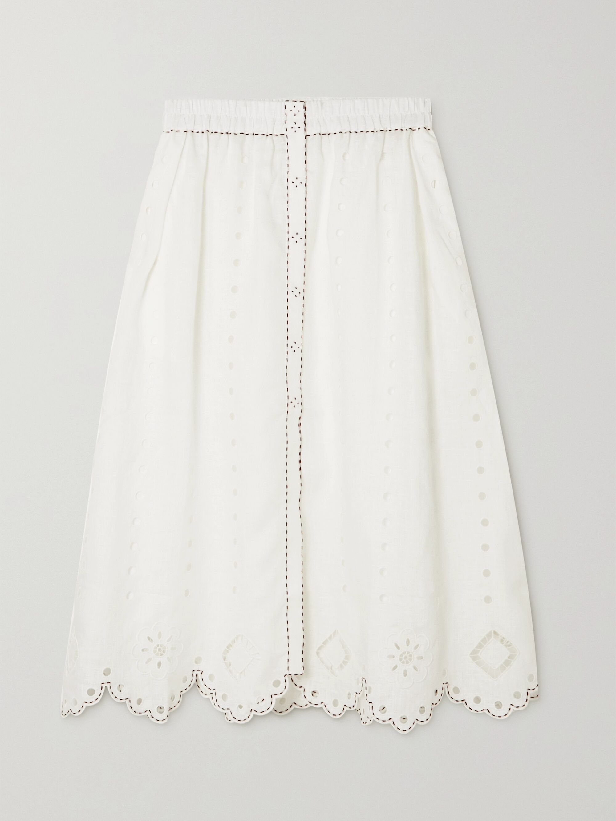 White Charlie topstitched broderie 