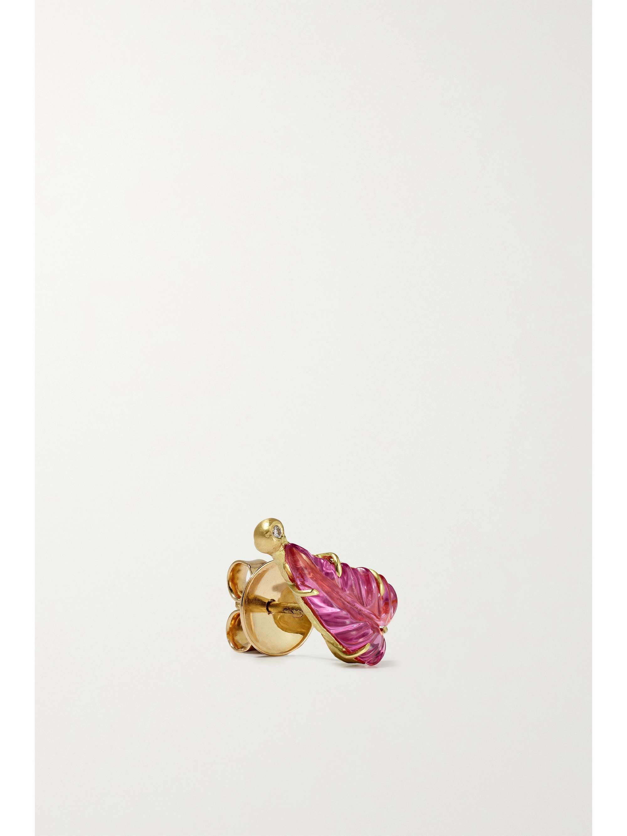 BROOKE GREGSON Maya Leaf 18-karat gold, diamond and tourmaline earrings