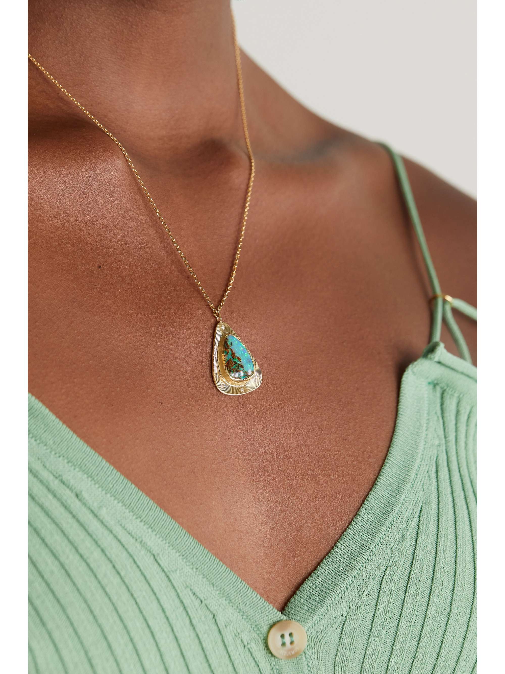 BROOKE GREGSON Starlight 18-karat gold, opal and diamond necklace
