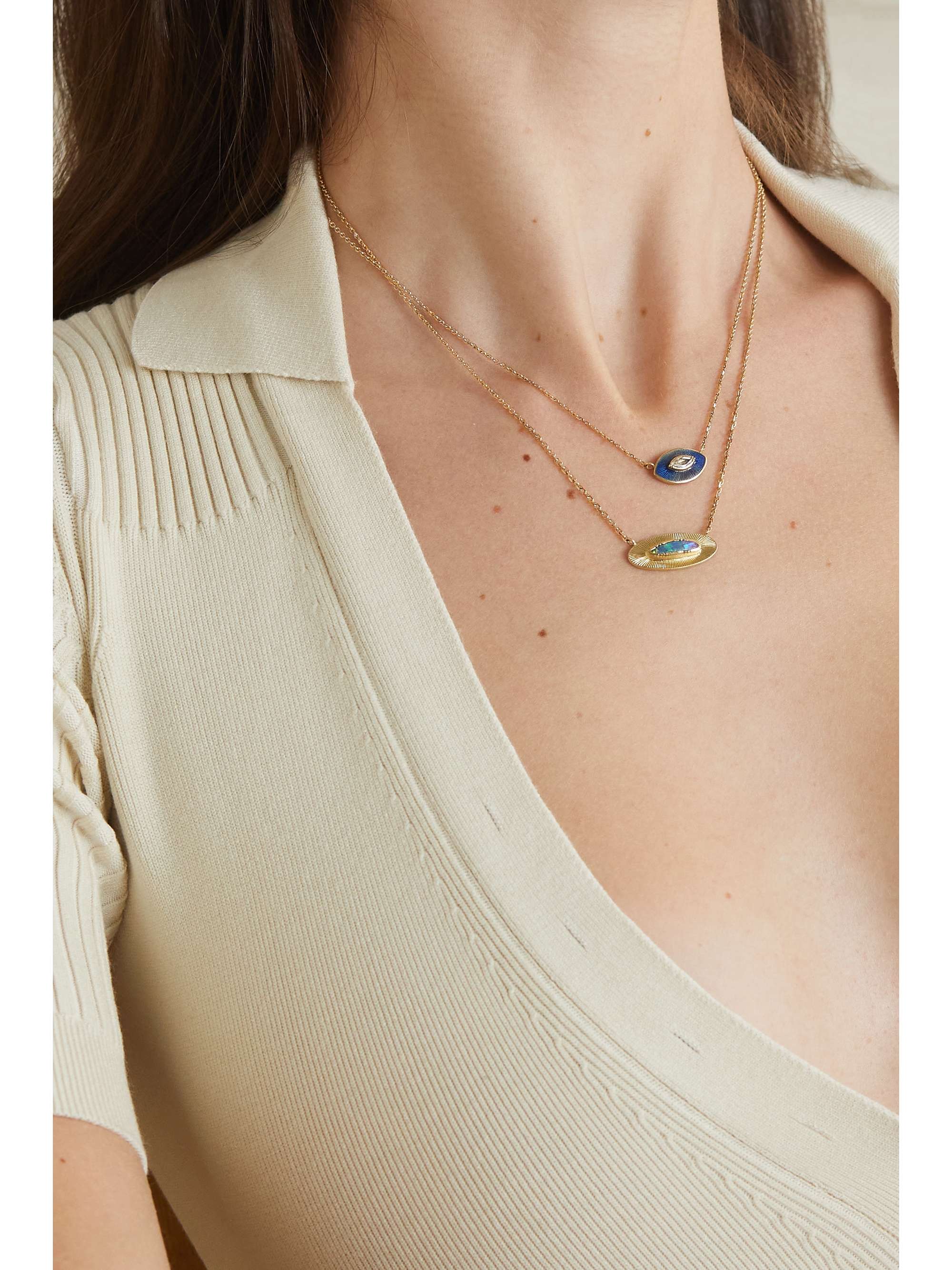 BROOKE GREGSON Talisman 18-karat gold, enamel and diamond necklace