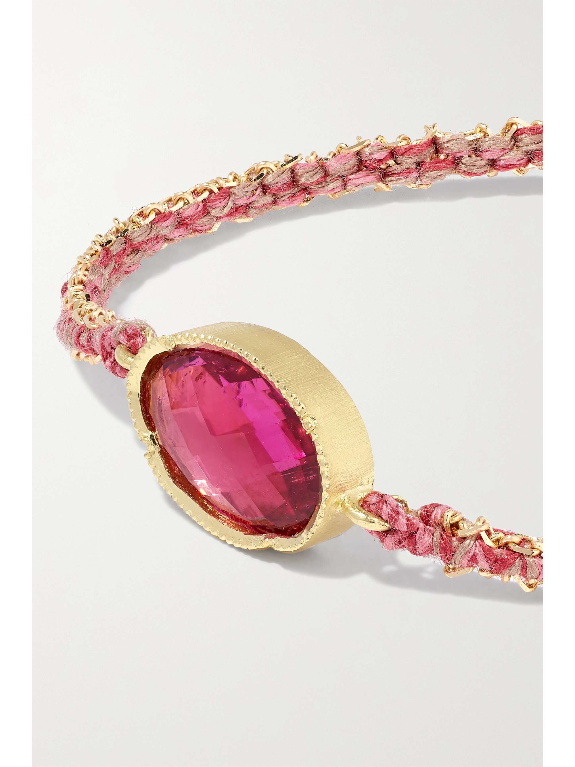 BROOKE GREGSON Orbit Armband aus 18 Karat Gold mit Seide und Turmalin
