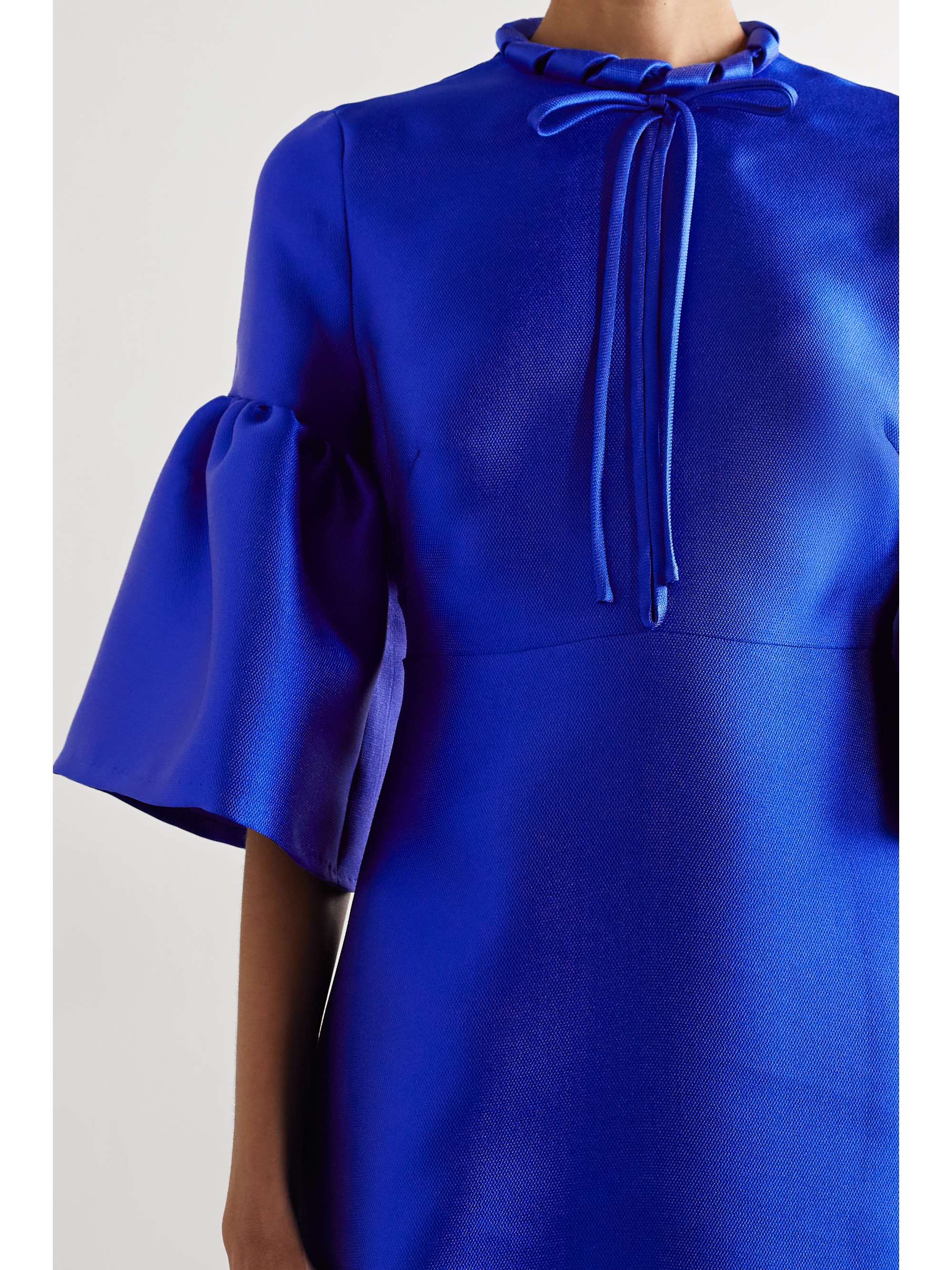 REEM ACRA Tie-detailed satin-piqué gown