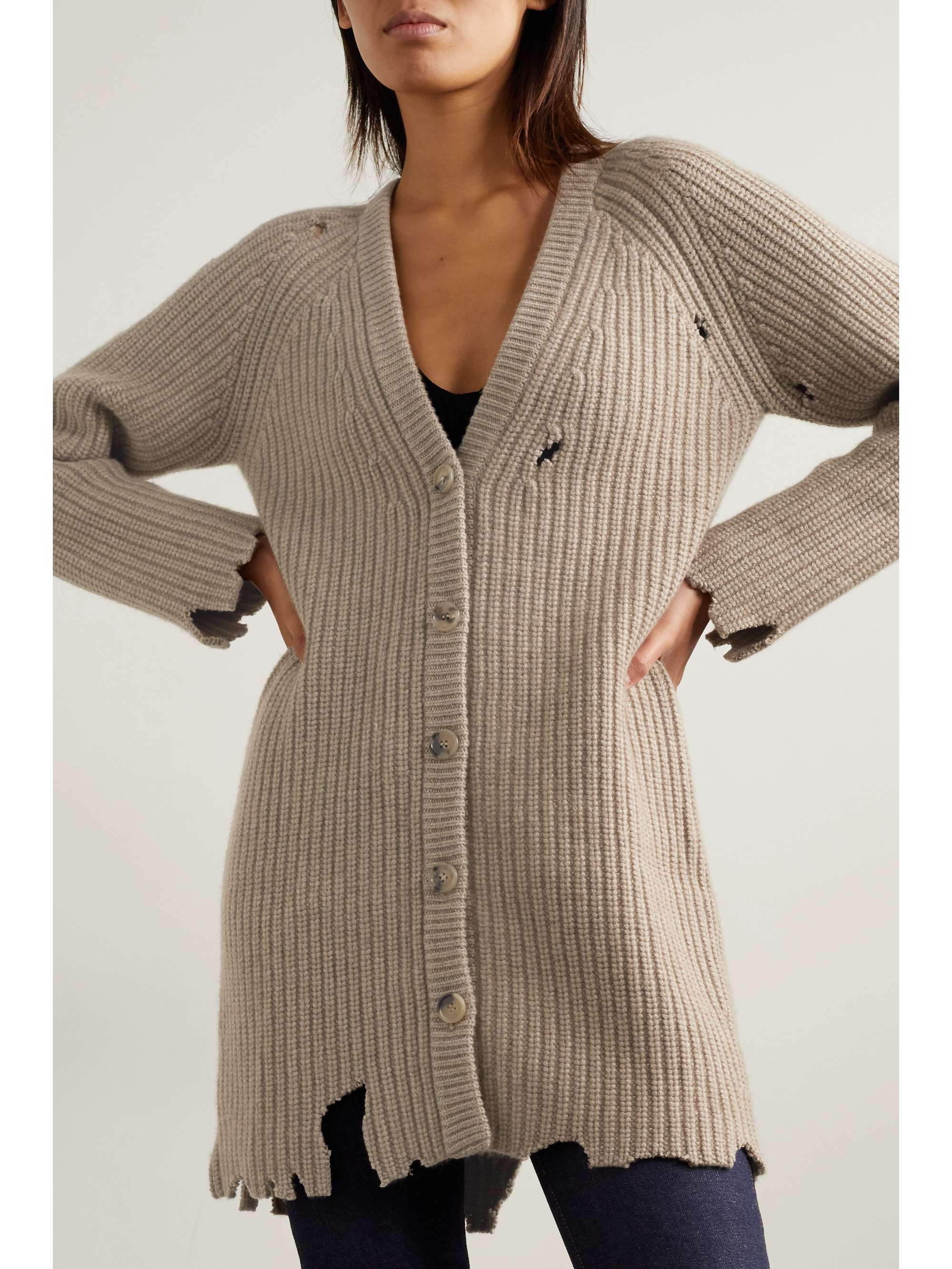 KHAITE Rory distressed cashmere cardigan