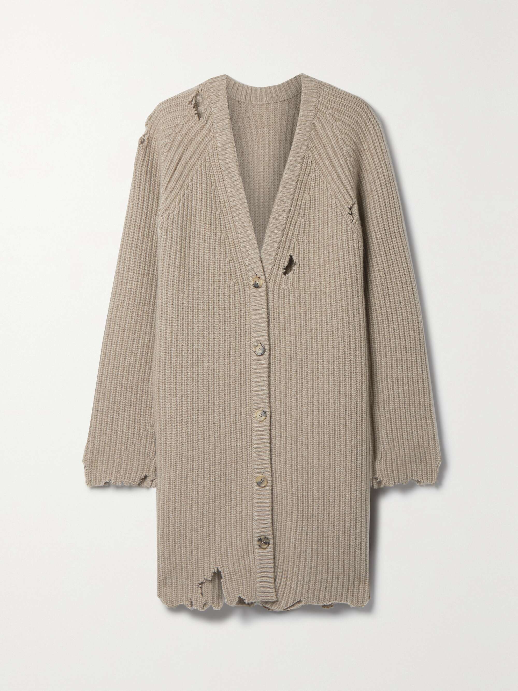 KHAITE Rory distressed cashmere cardigan | NET-A-PORTER