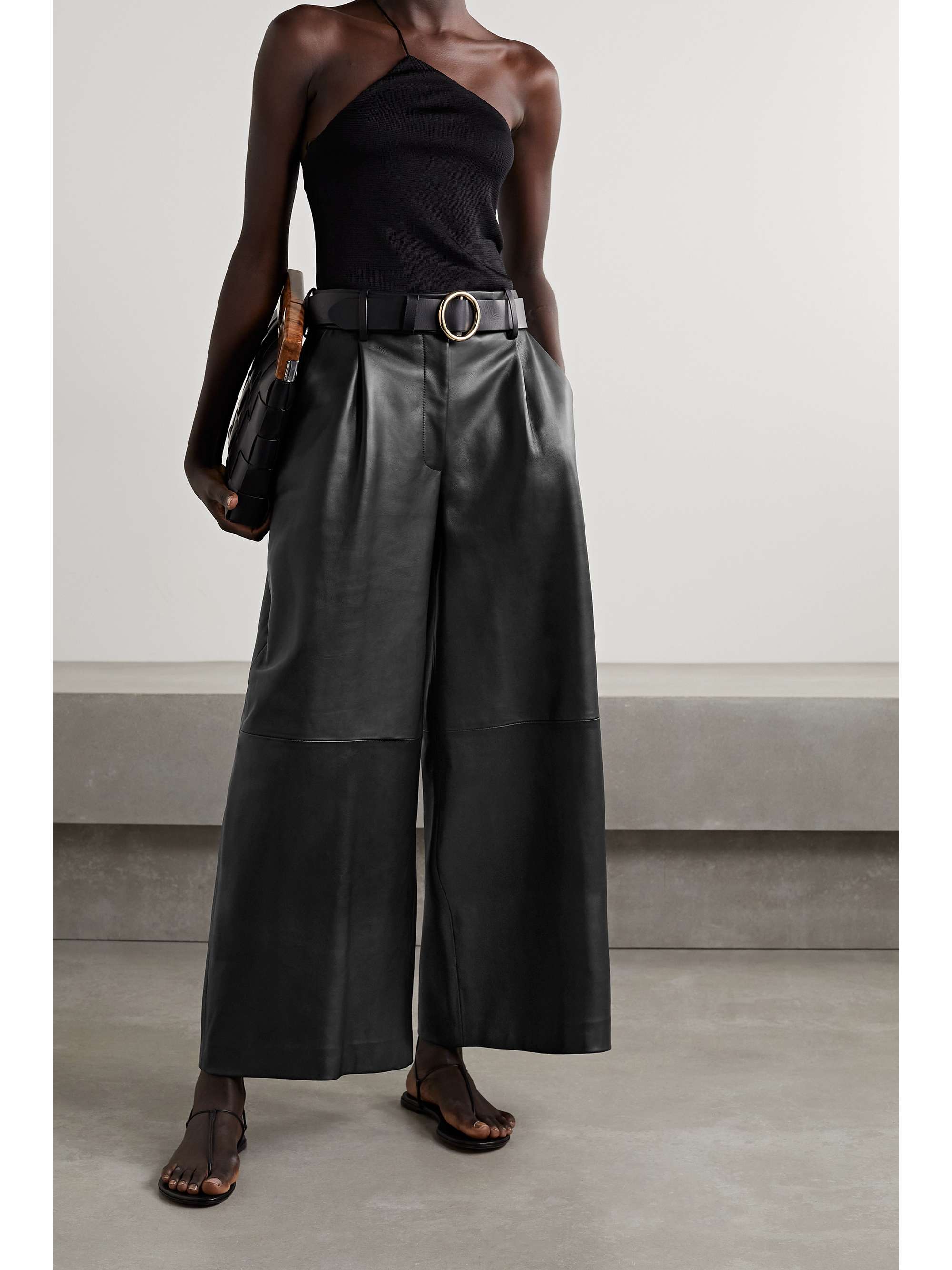 KHAITE Maarte leather wide-leg pants