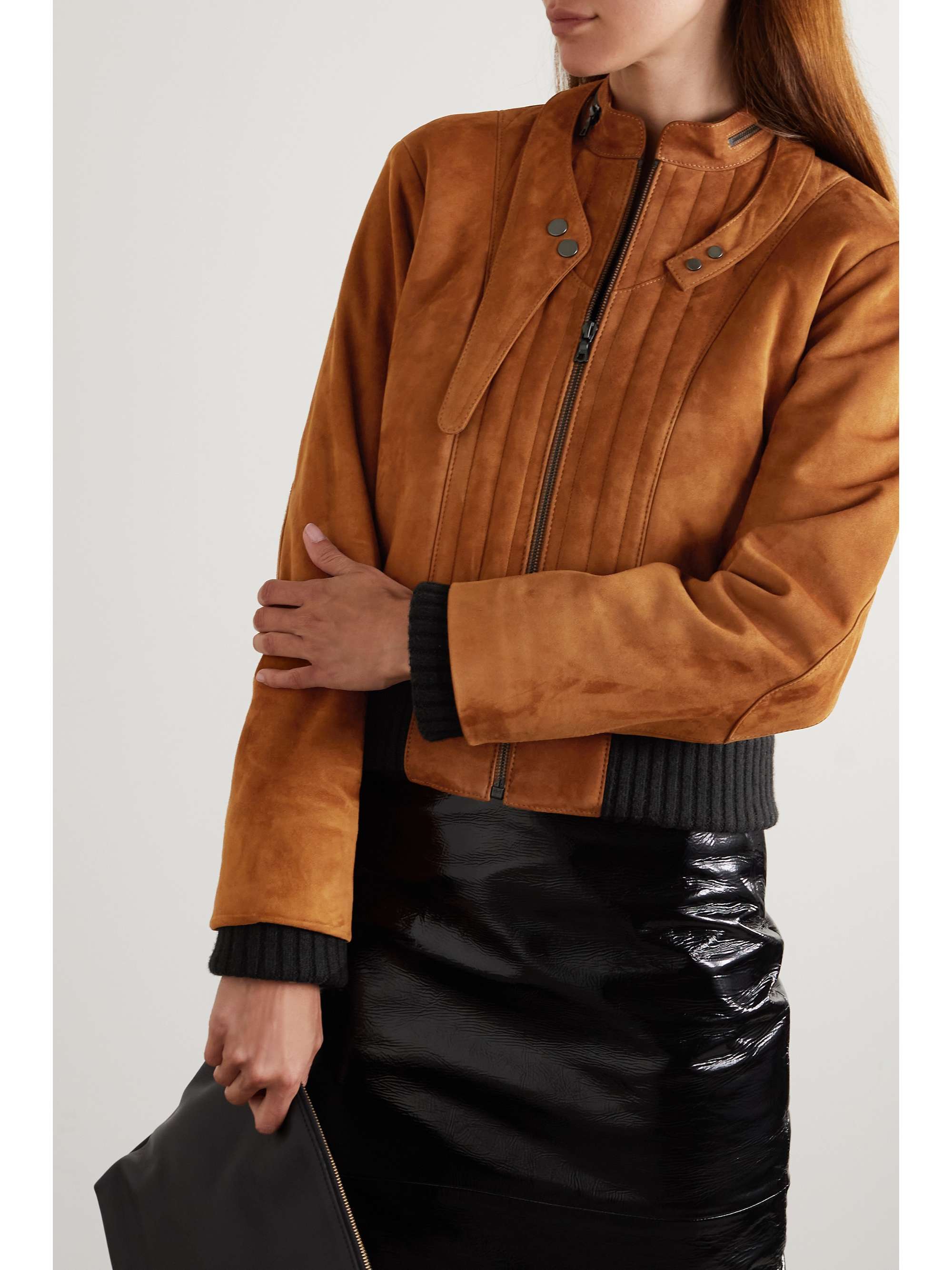 quilted suede top jacket