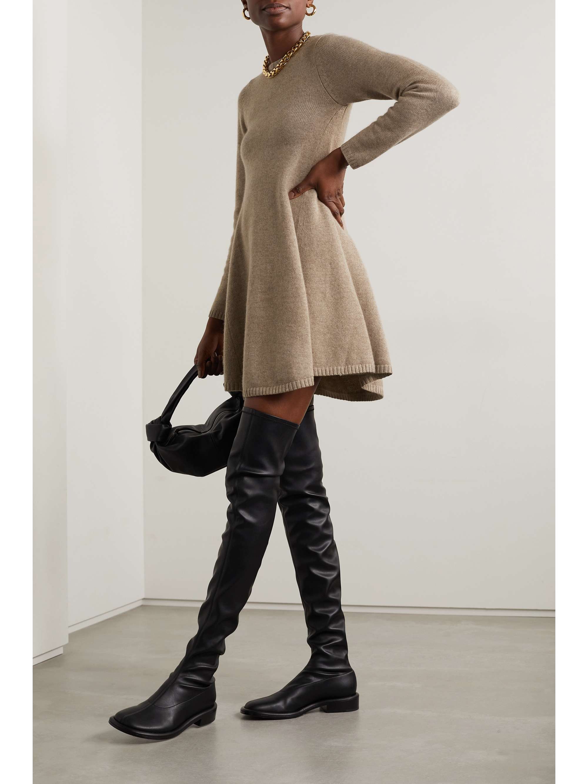 Mushroom Fleurine cashmere mini dress 