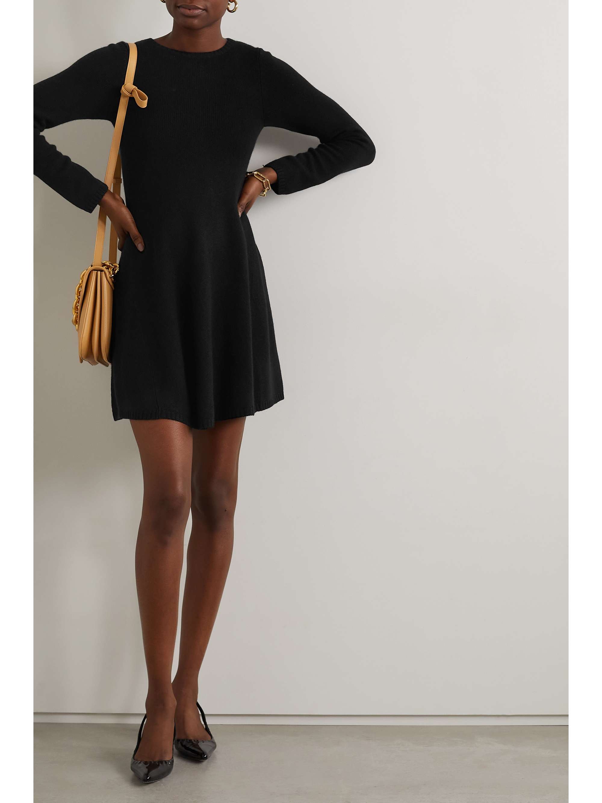 Black Fleurine cashmere mini dress ...