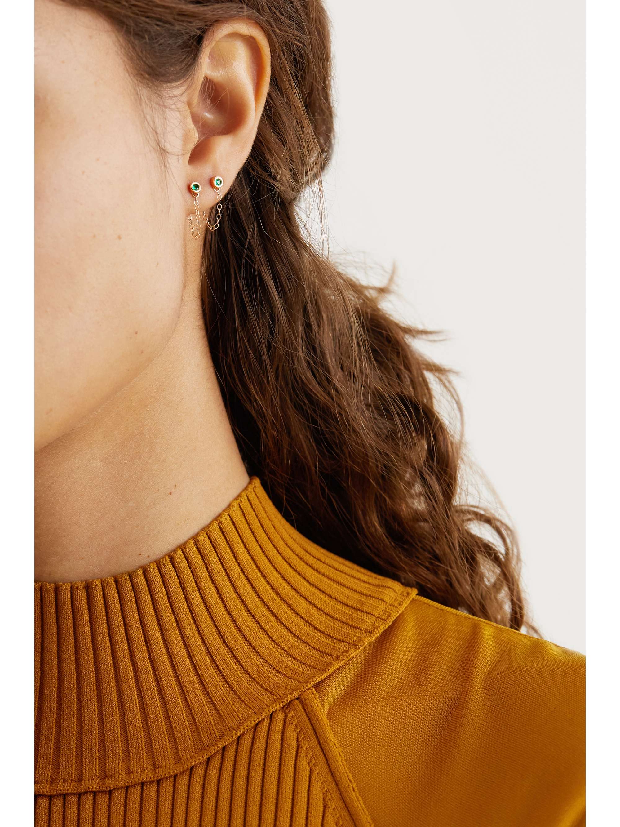 【MELISSA JOY MANNING】recycled gold emerald イヤリング MELISSA JOY MANNING 14-karat recycled gold emerald earrings