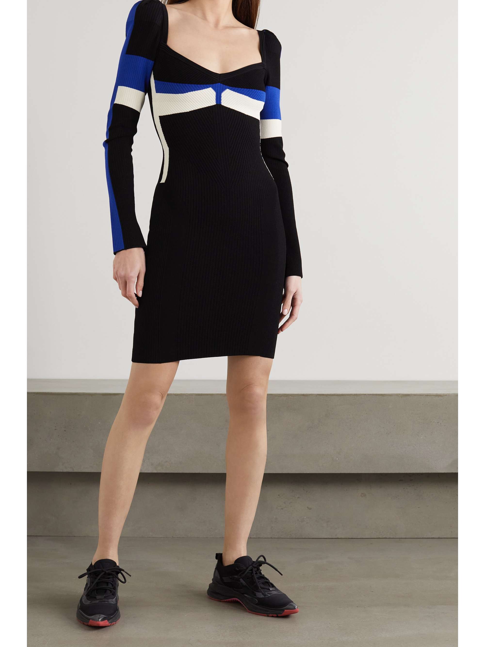 AZ FACTORY Your Body color-block ribbed stretch-knit mini dress