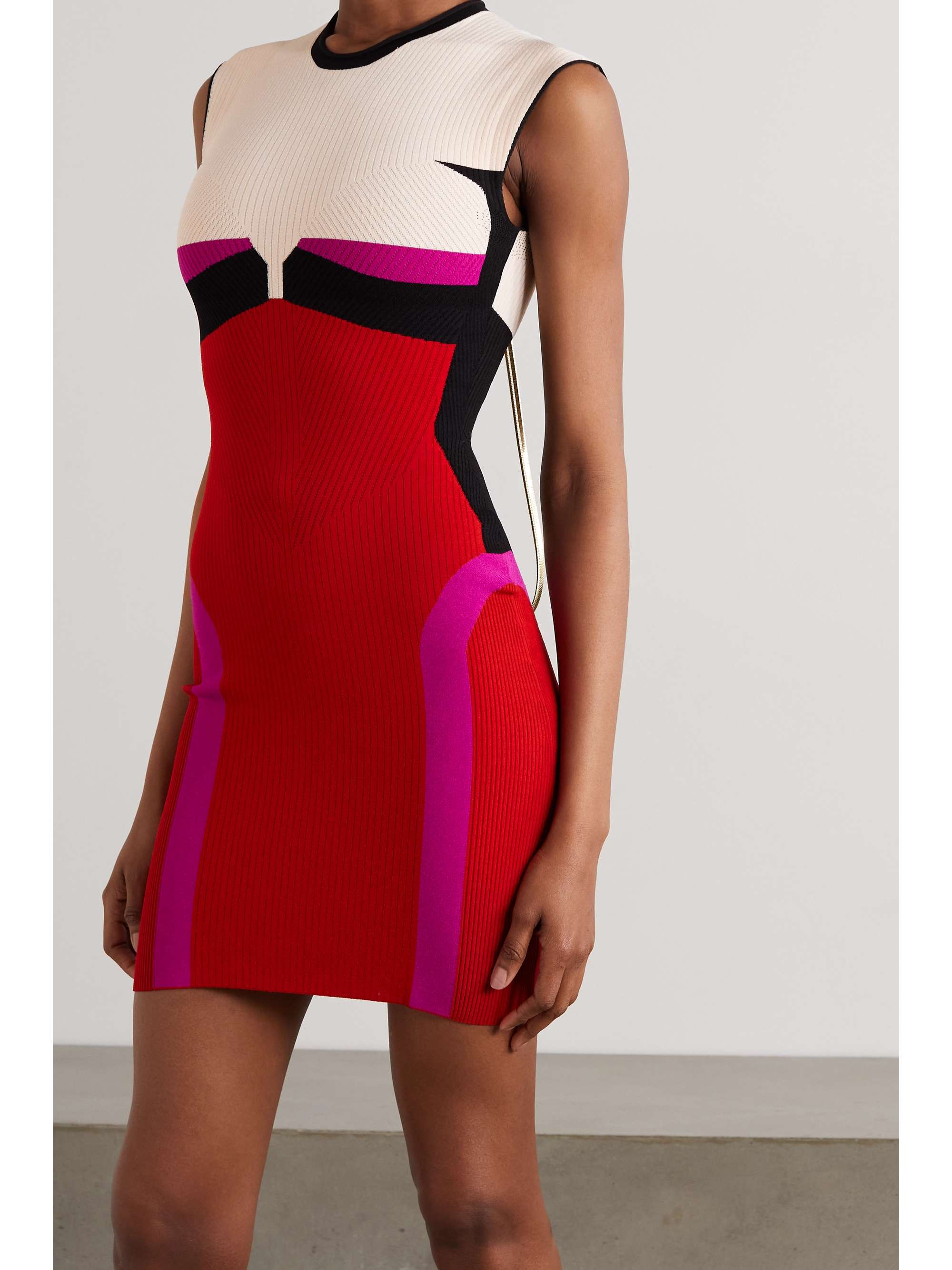 AZ FACTORY Your Body color-block ribbed stretch-knit mini dress
