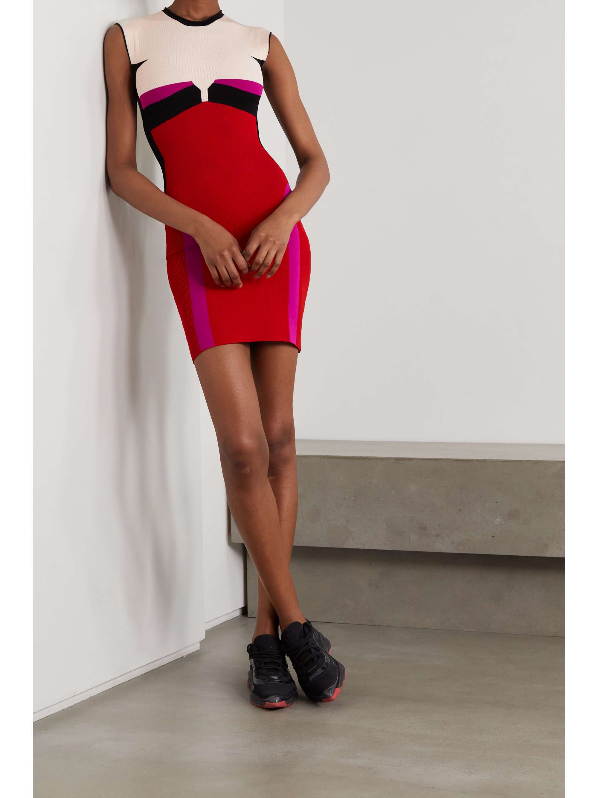 AZ FACTORY Your Body color-block ribbed stretch-knit mini dress