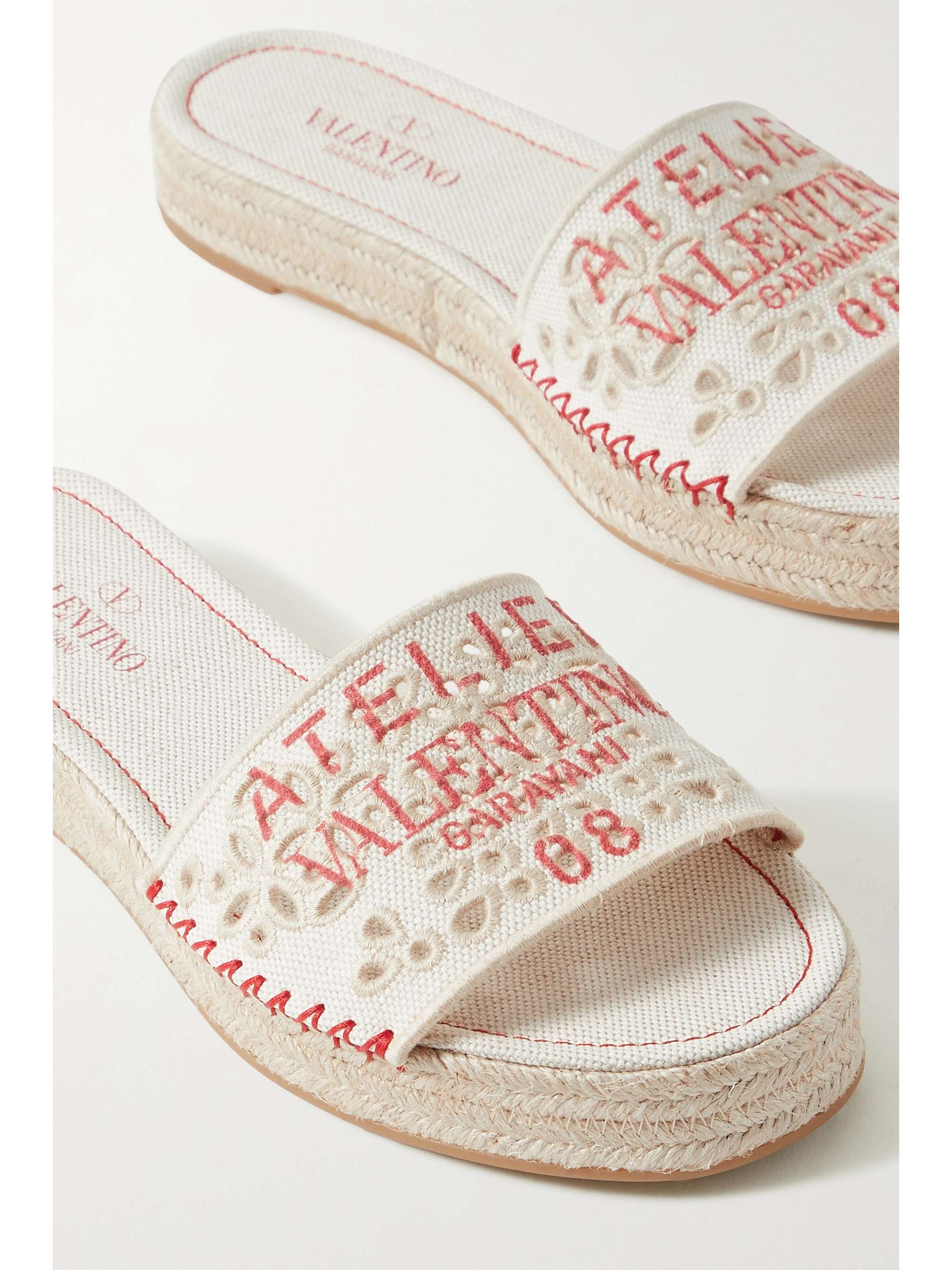 VALENTINO GARAVANI Valentino Garavani Atelier printed broderie anglaise canvas slides