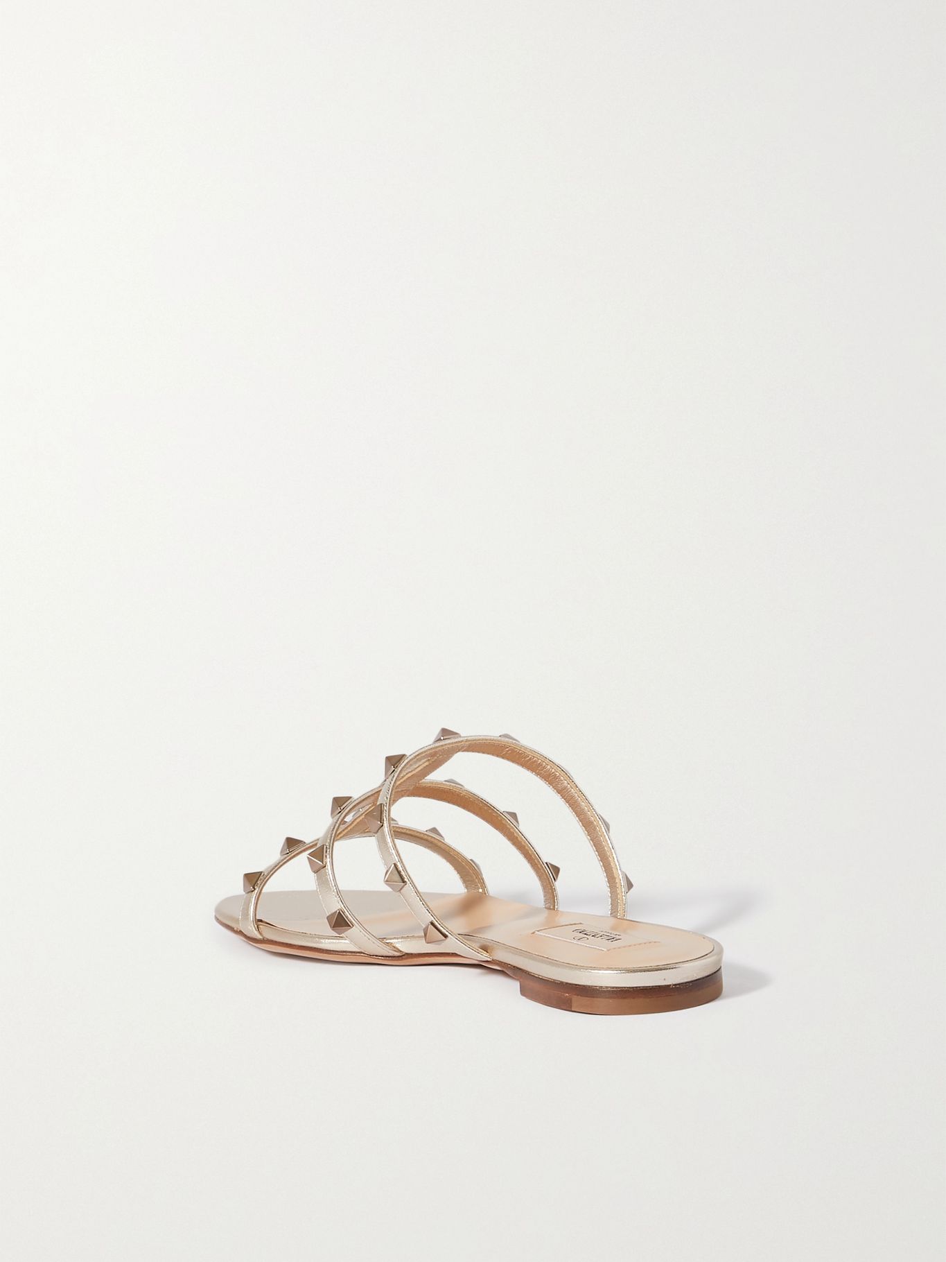 valentino rockstud flat sandals gold