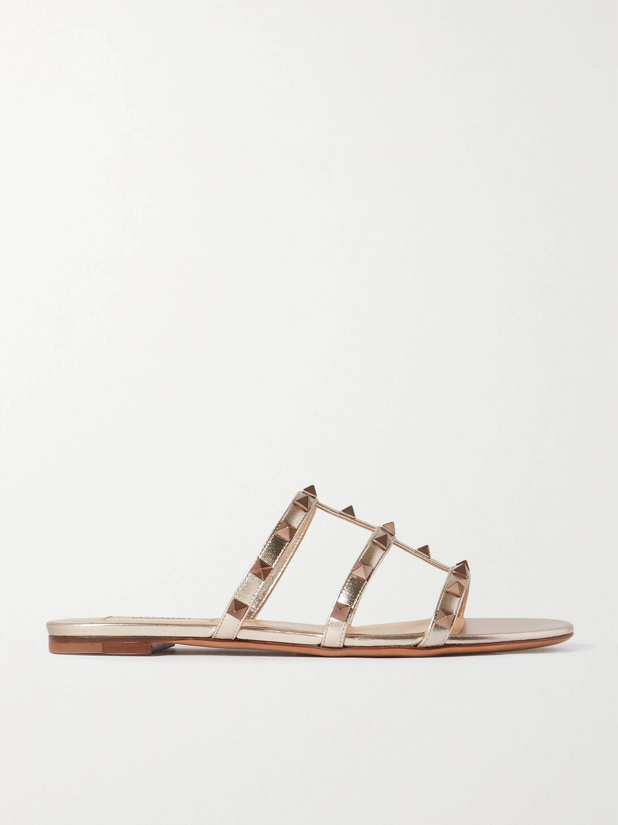 VALENTINO GARAVANI Rockstud metallic leather sandals | NET-A-PORTER