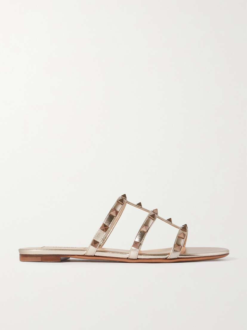 Valentino Garavani — Rockstud metallic leather sandals