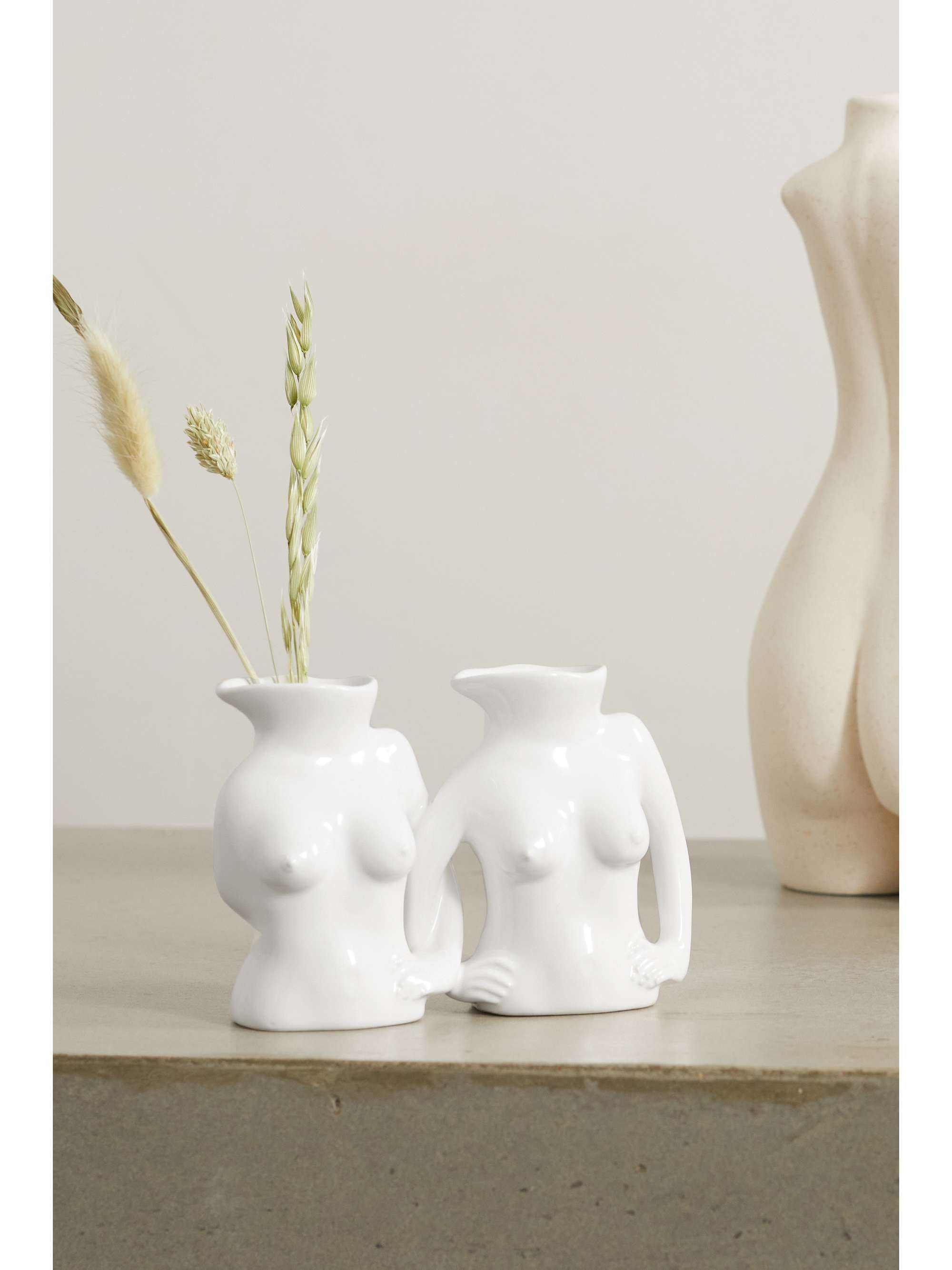 ANISSA KERMICHE Titty Committee set of two mini earthenware jugs