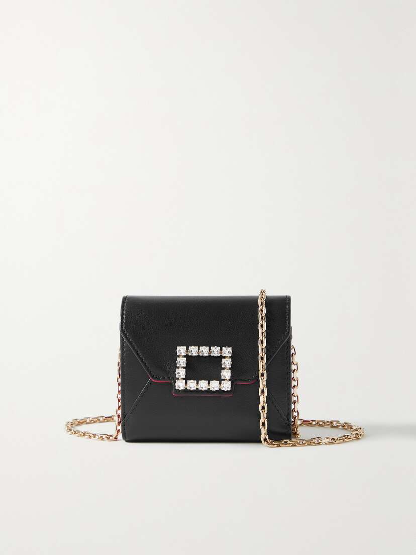 Roger Vivier Tres Vivier Strass Mini Embellished Leather Shoulder Bag
