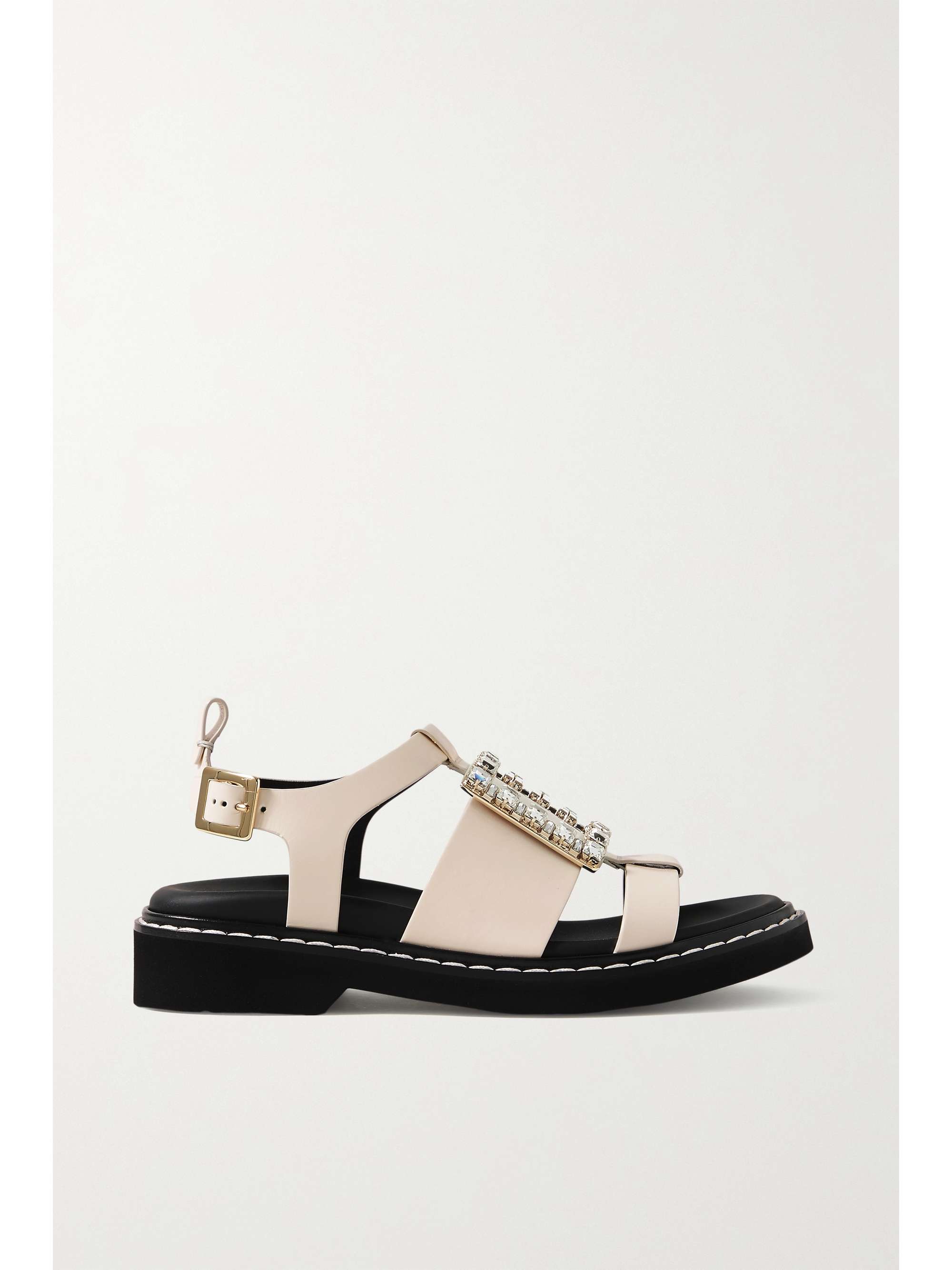 ROGER VIVIER Viv Rangers Sandalen aus Leder mit Kristallen