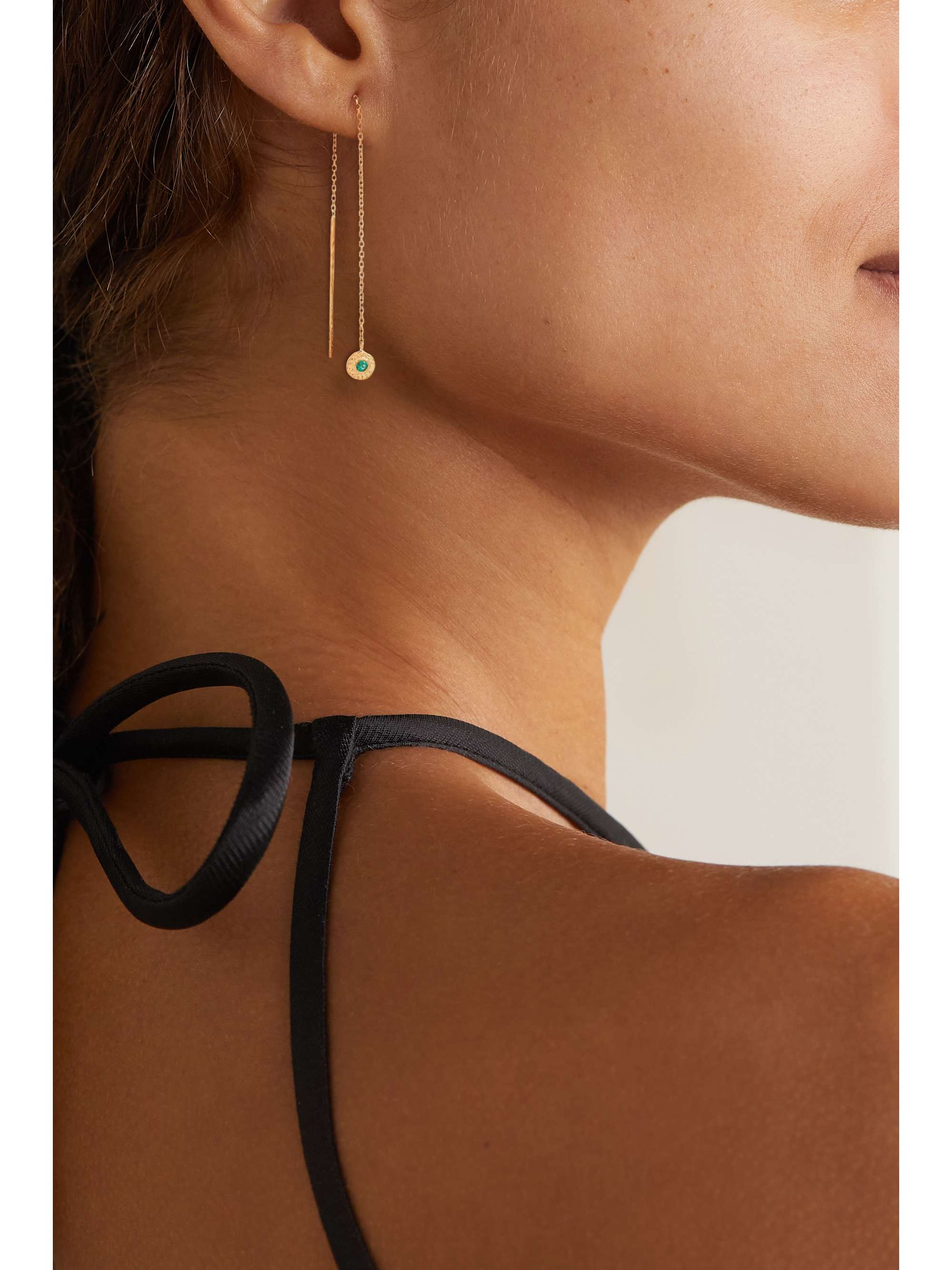 OCTAVIA ELIZABETH + NET SUSTAIN Nesting Gem 18-karat recycled gold emerald earrings